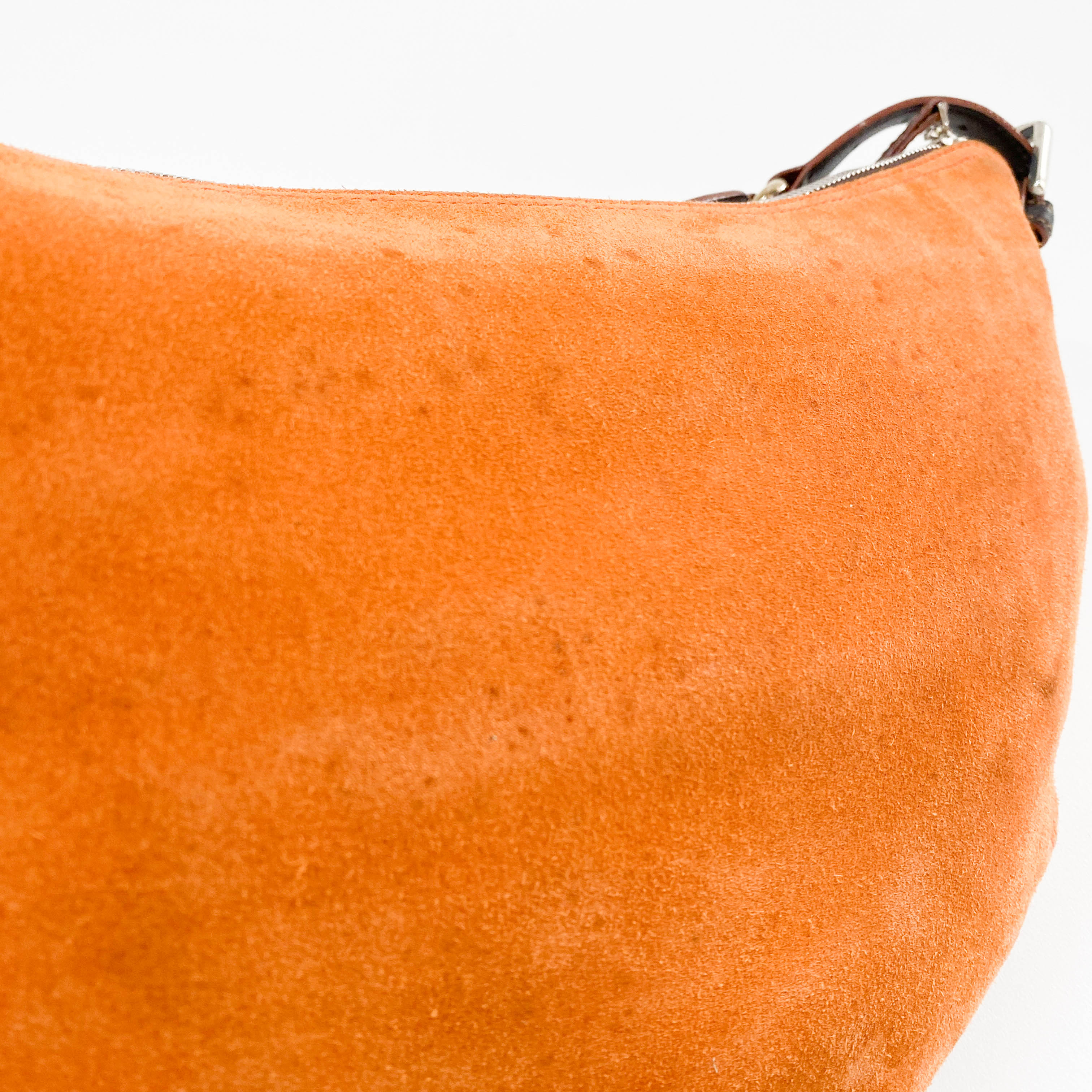 Anagram Orange Studded Suede Leather Handbag