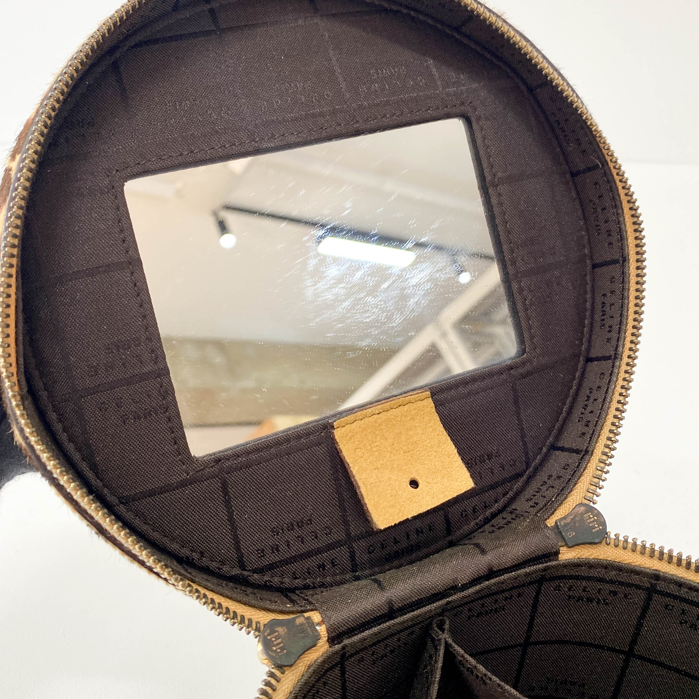 Leopard Print Pony Hair Gold Handle Vanity Bag