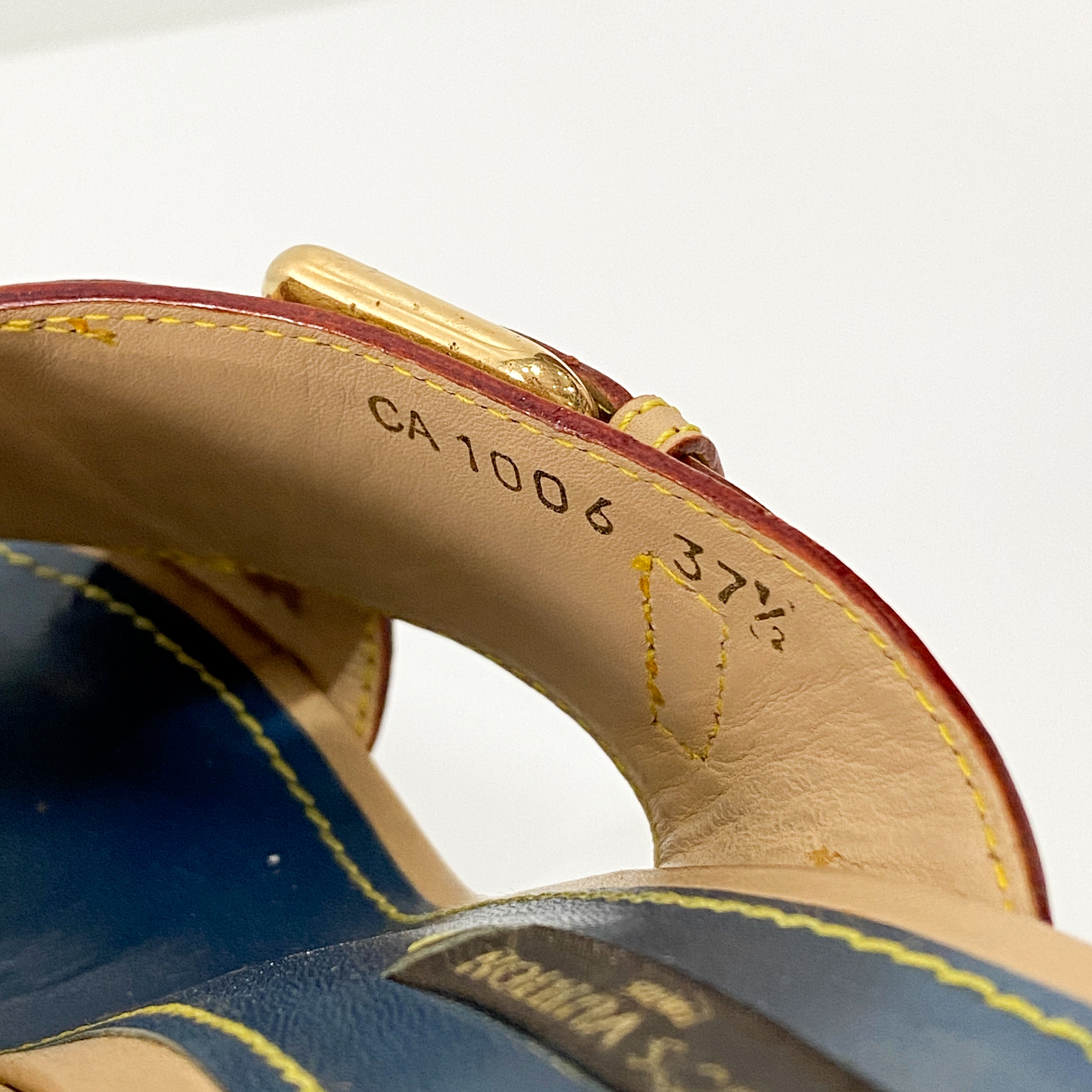 Monogram Denim Wedge Sandals