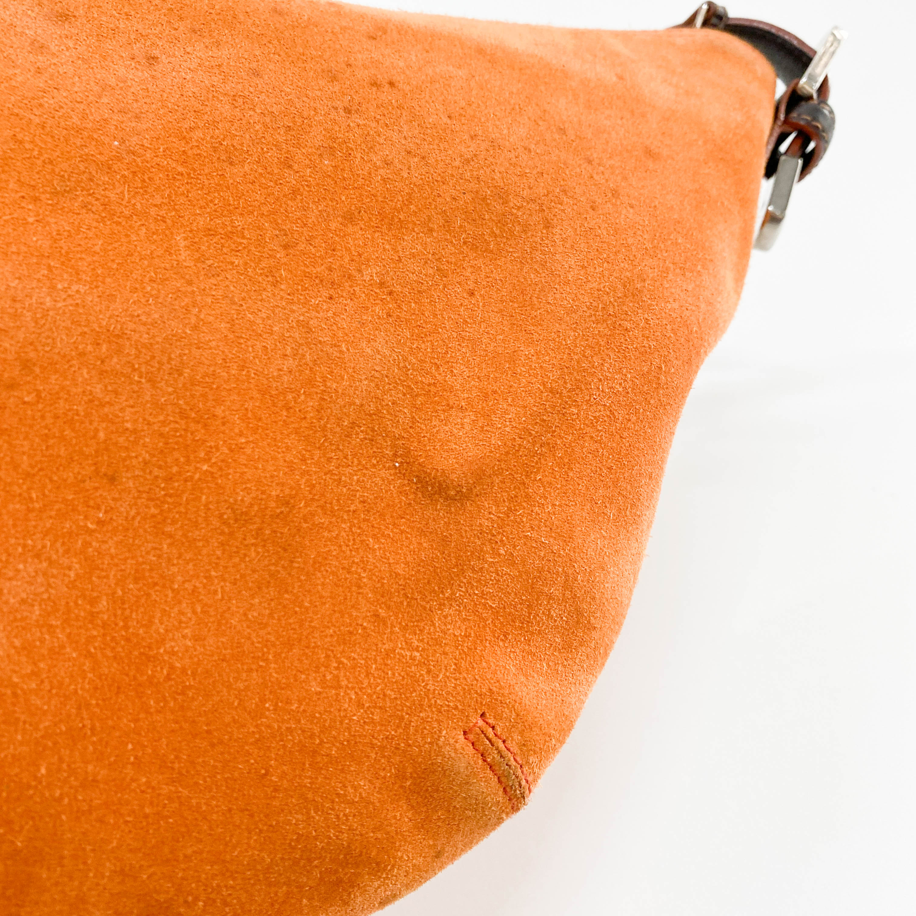 Anagram Orange Studded Suede Leather Handbag