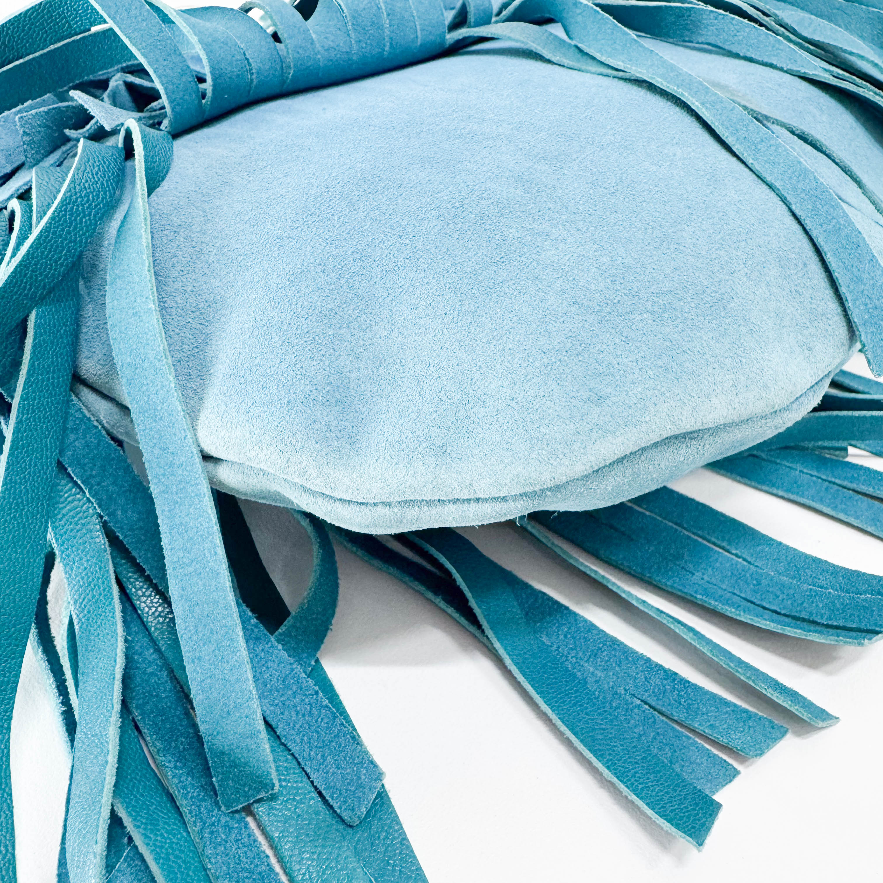 Rive Gauche Blue Fringe Leather Shoulder Bag