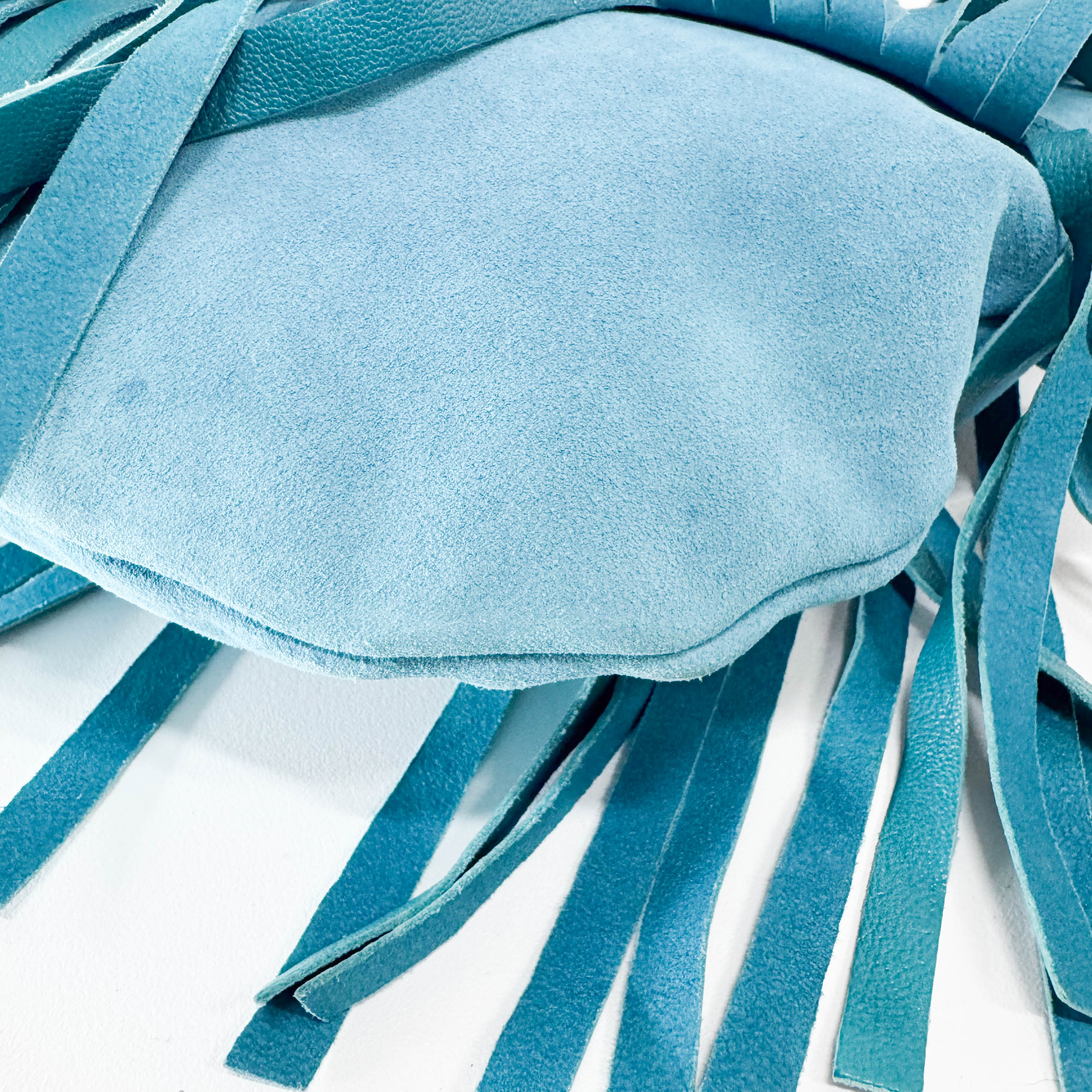 Rive Gauche Blue Fringe Leather Shoulder Bag