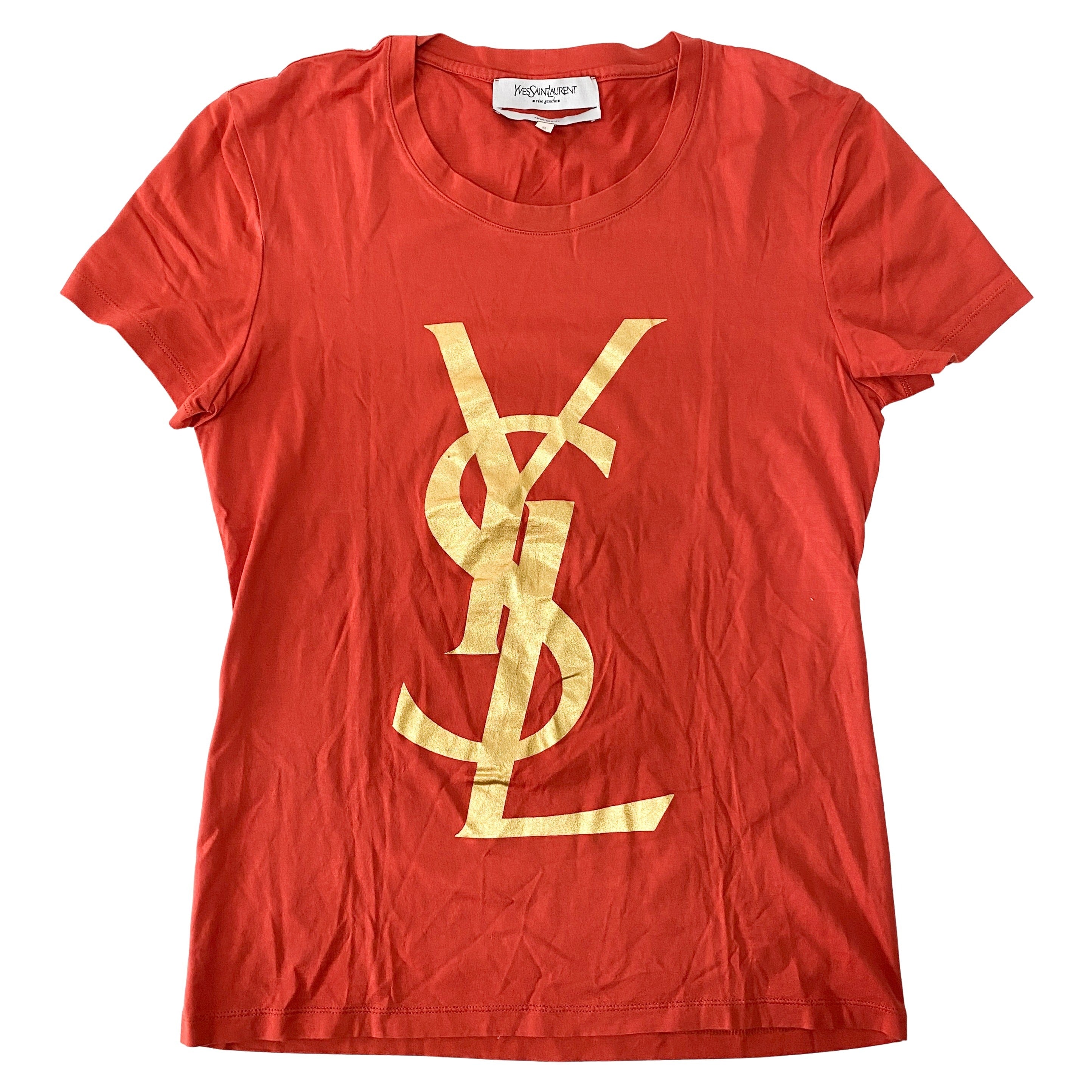 Gold YSL Print Orange T-Shirt