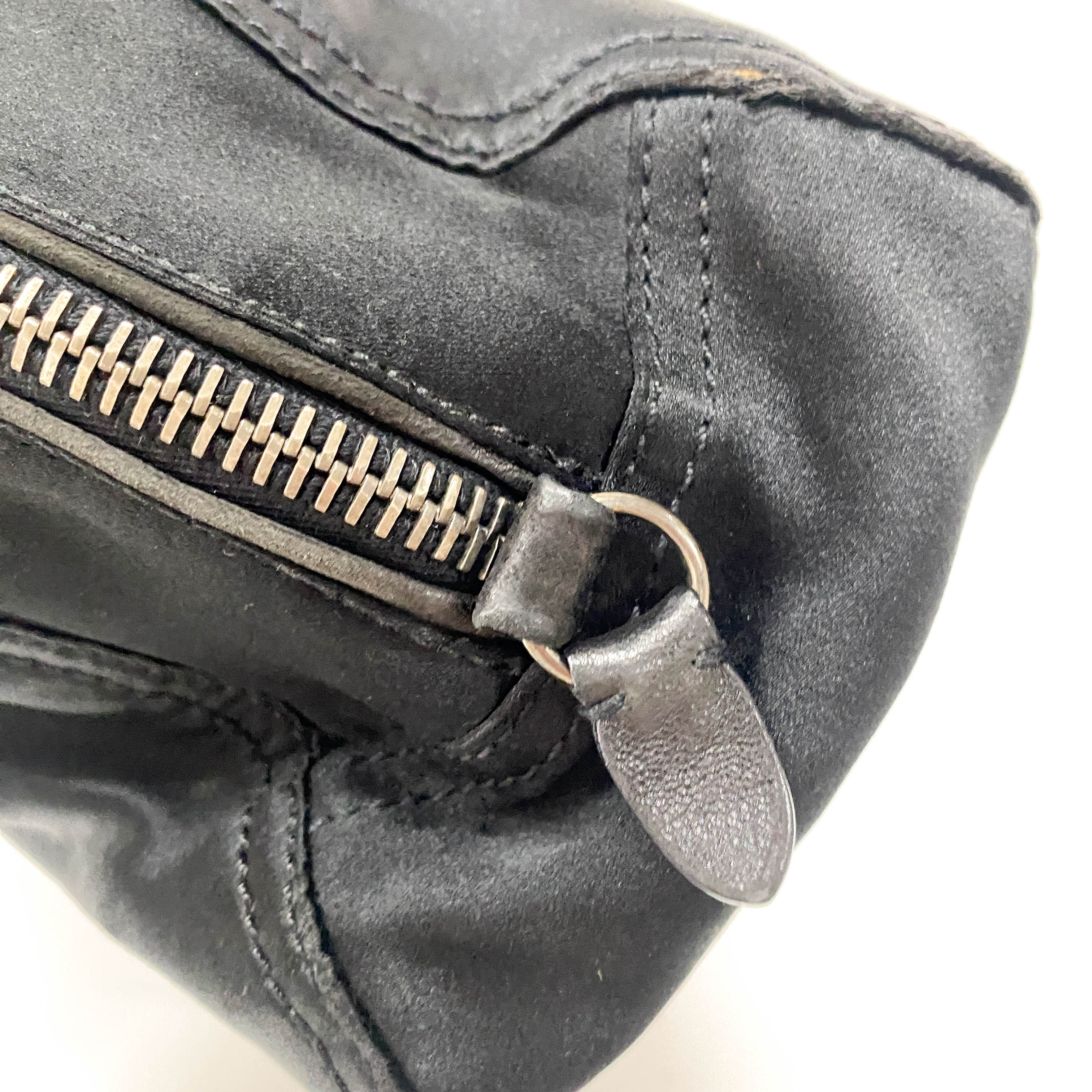 Black Satin Shoulder Bag