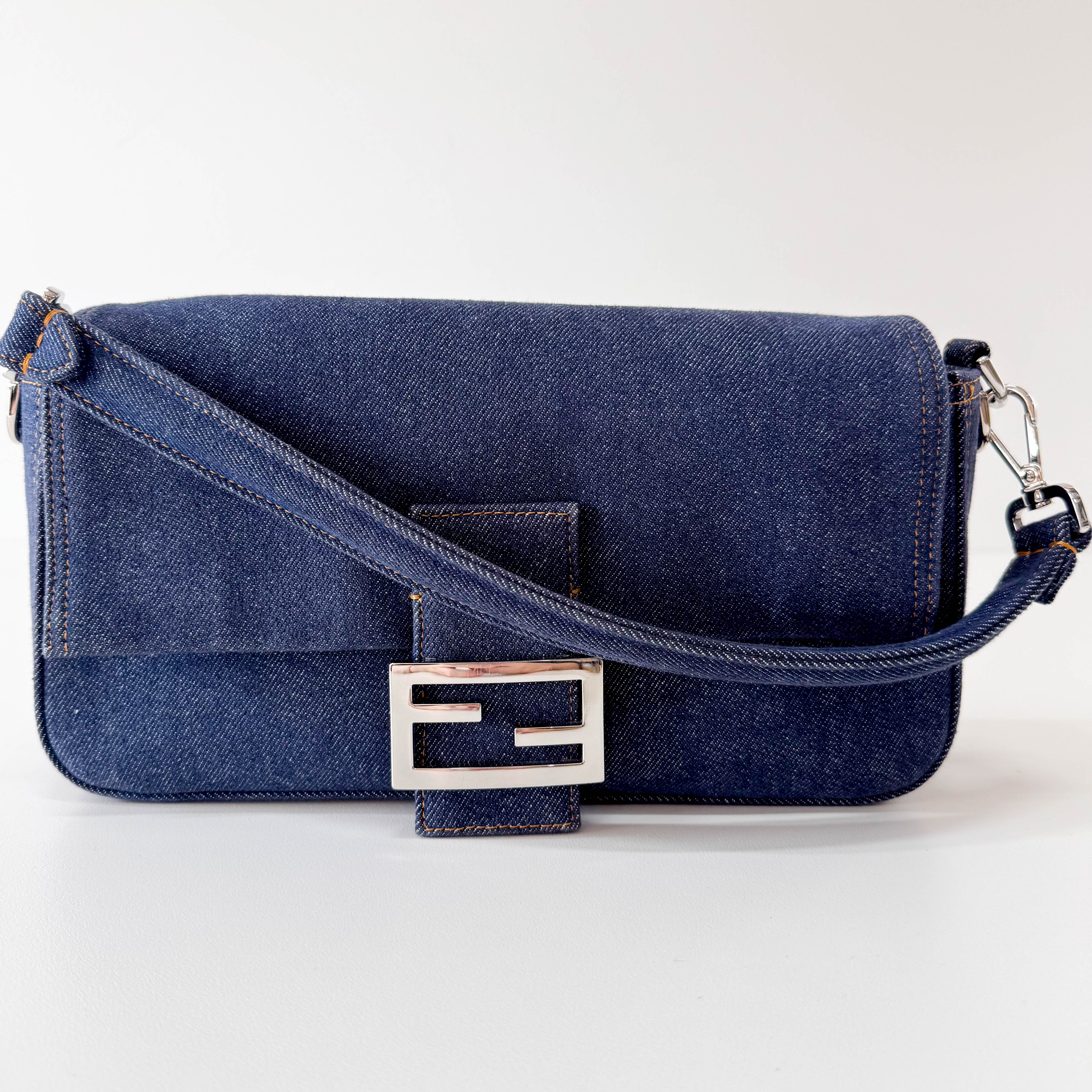 Baguette Re-Edition Blue Denim Shoulder Bag