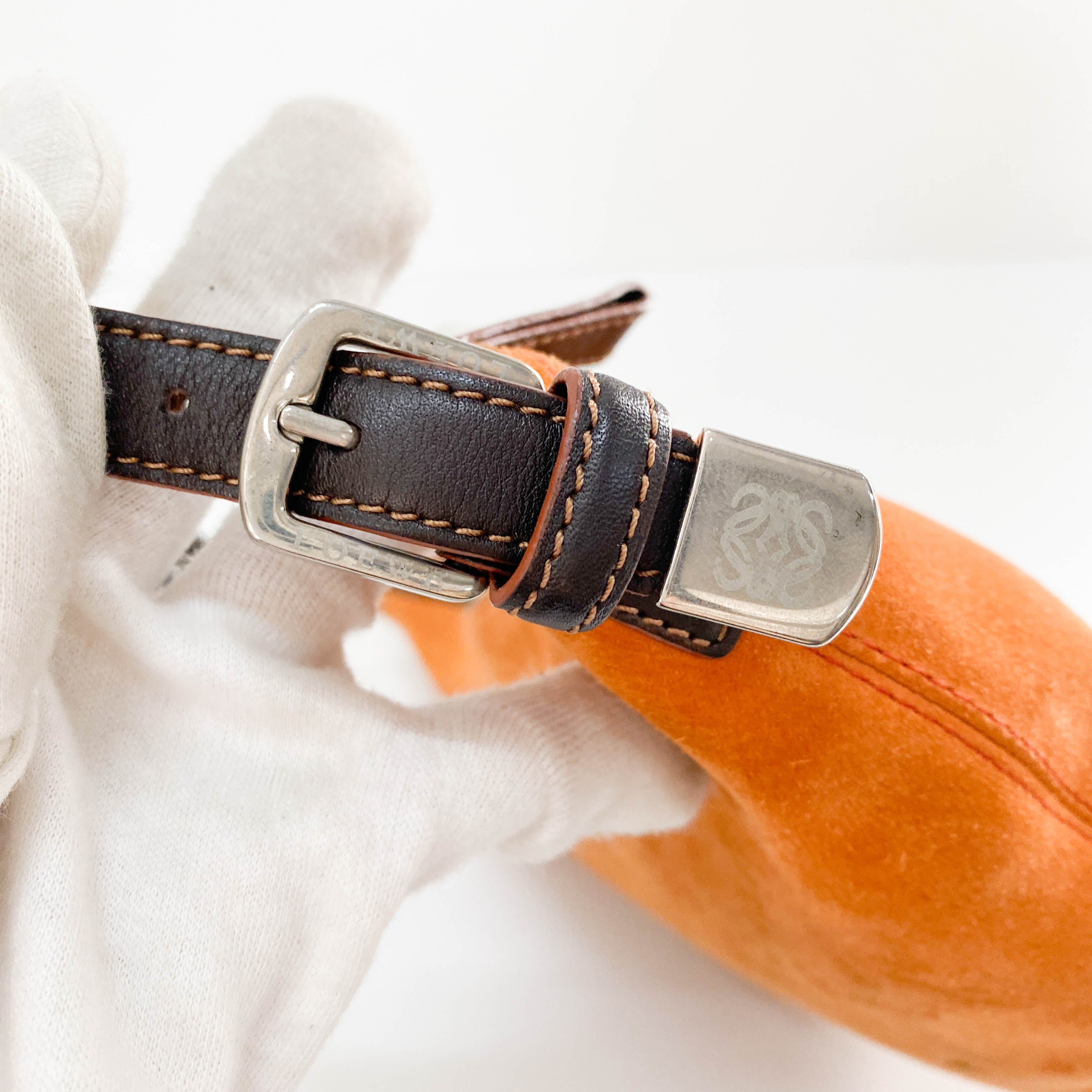 Anagram Orange Studded Suede Leather Handbag