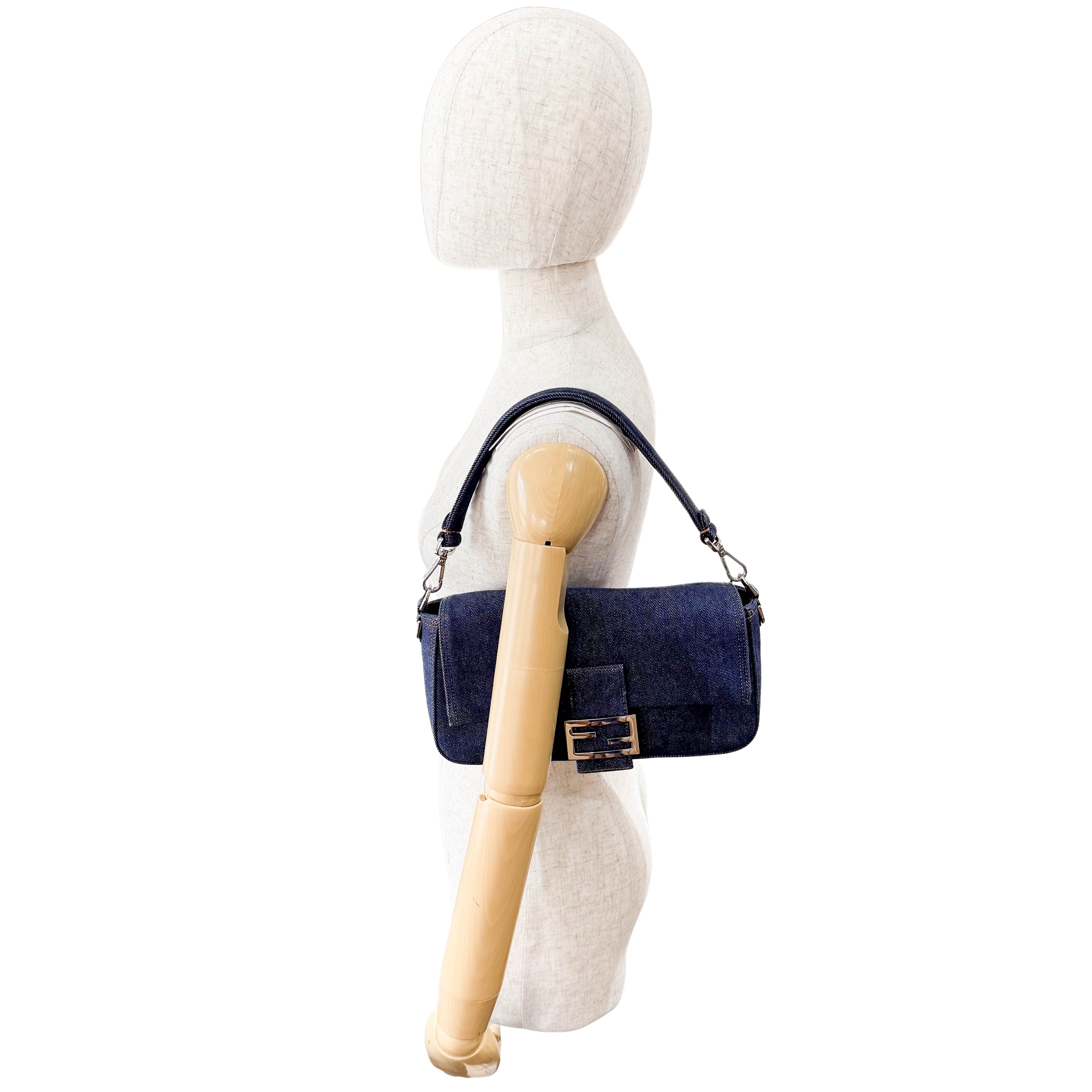 Baguette Re-Edition Blue Denim Shoulder Bag