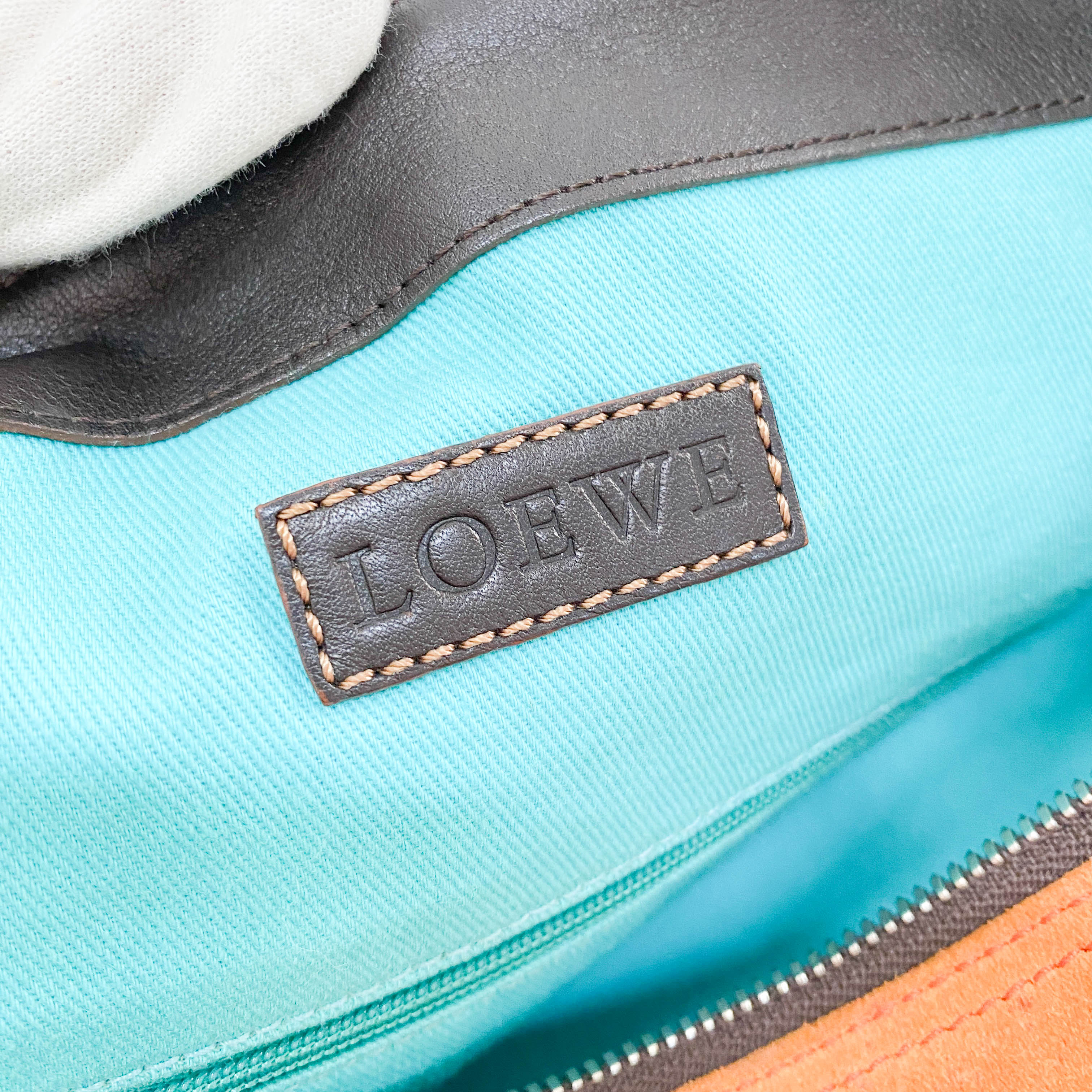 Anagram Orange Studded Suede Leather Handbag