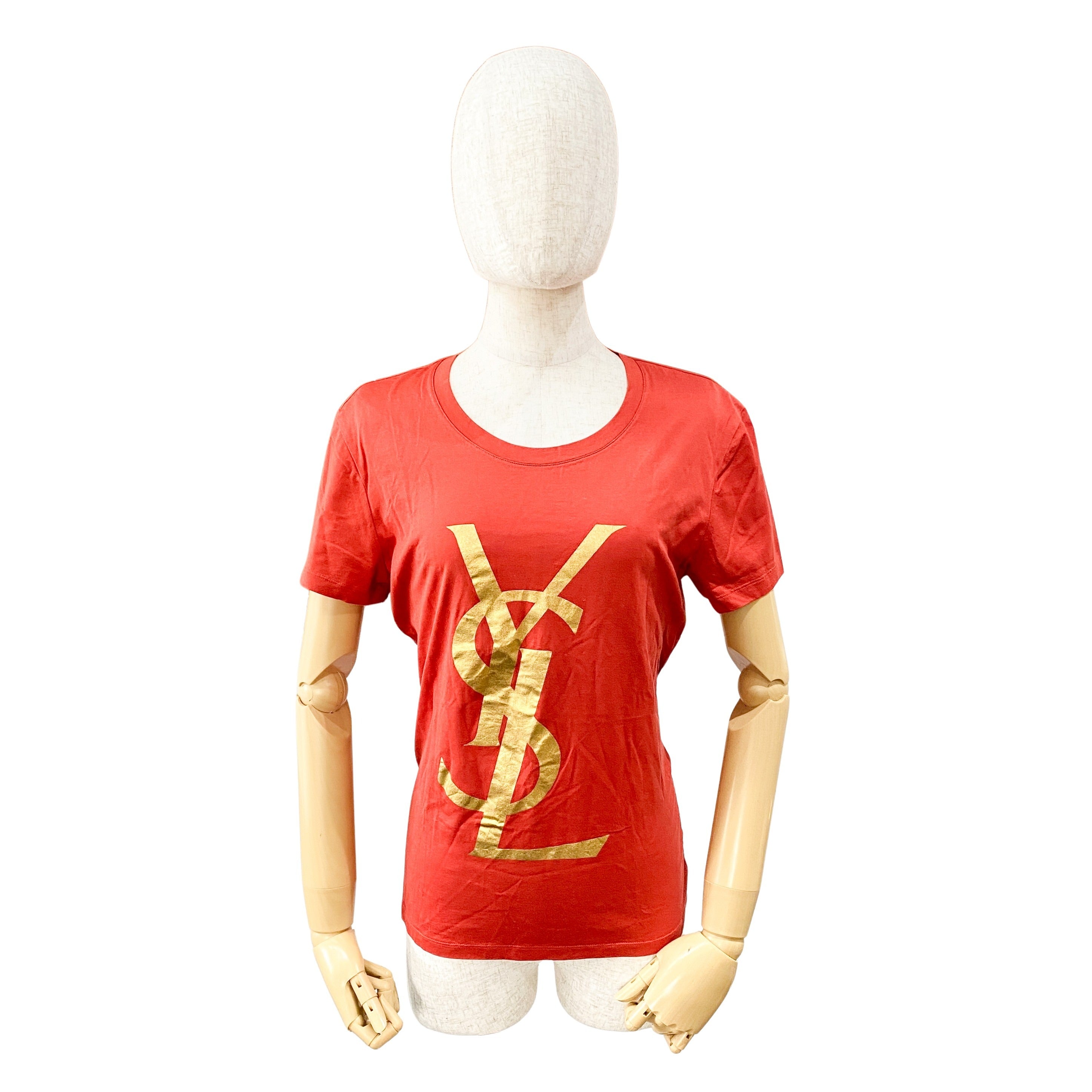 Gold YSL Print Orange T-Shirt
