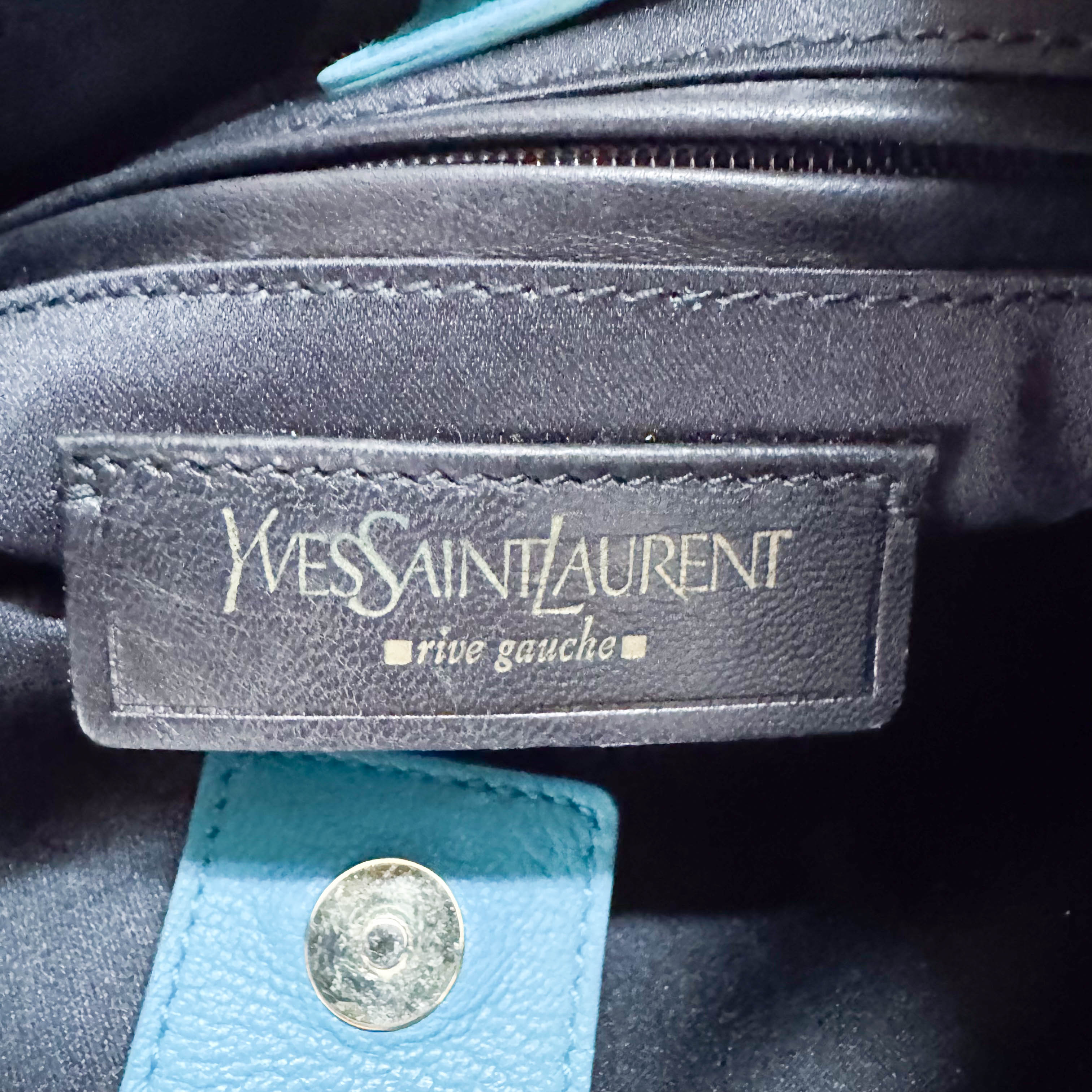 Rive Gauche Blue Fringe Leather Shoulder Bag