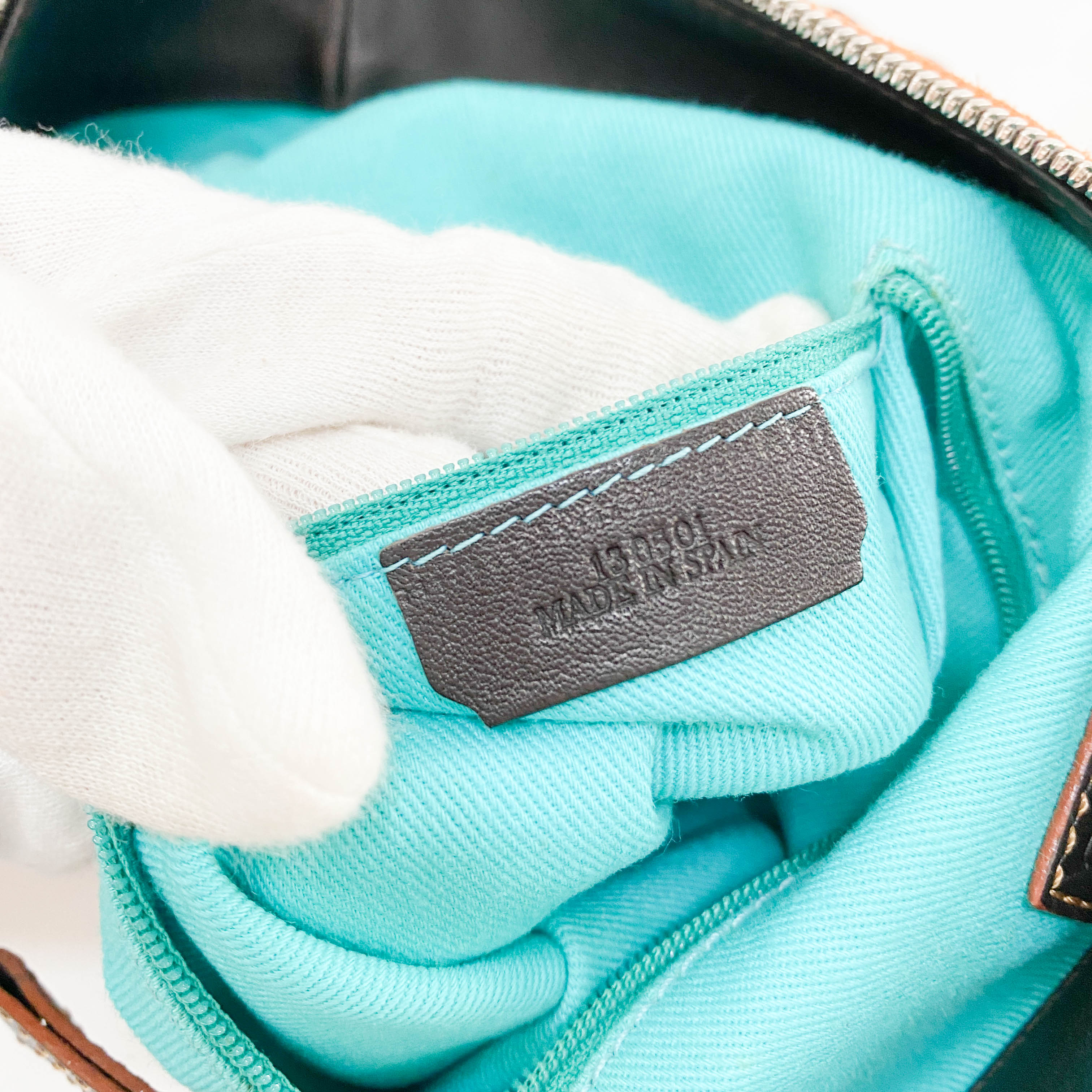 Anagram Orange Studded Suede Leather Handbag