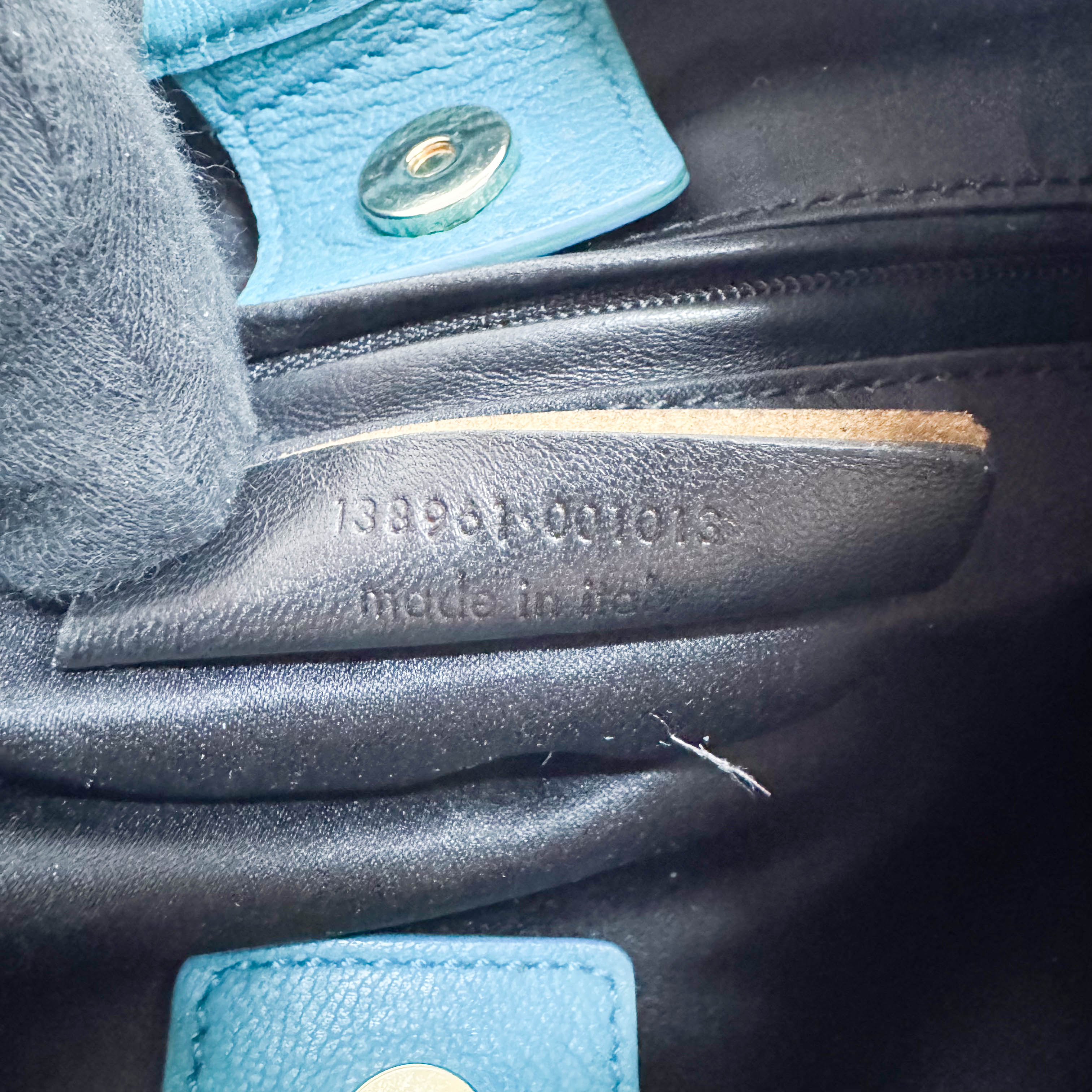 Rive Gauche Blue Fringe Leather Shoulder Bag