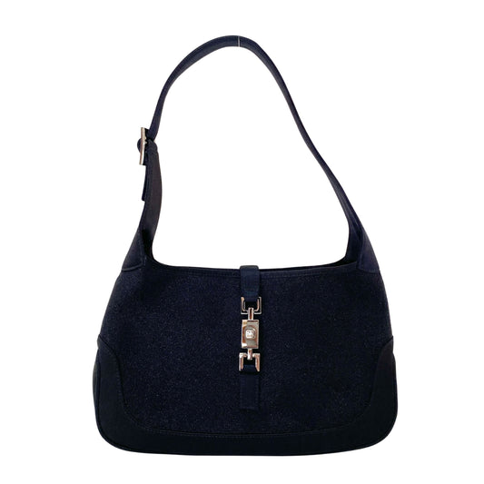 Jackie Black Satin Shoulder Bag