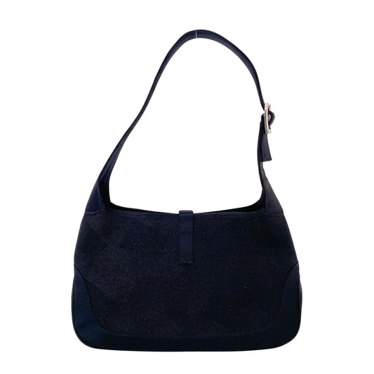 Jackie Black Satin Shoulder Bag