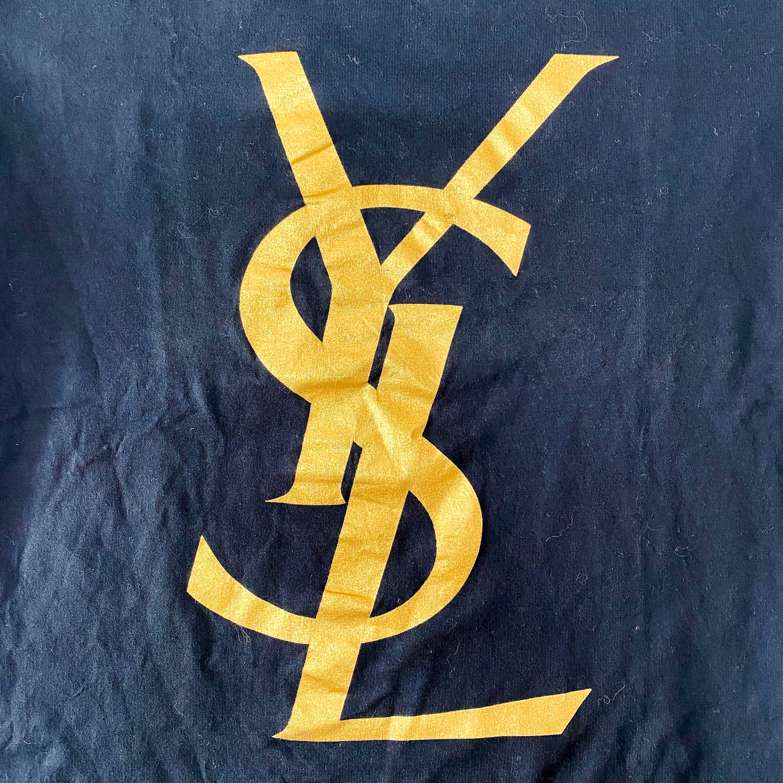Gold YSL Print Black T-Shirt