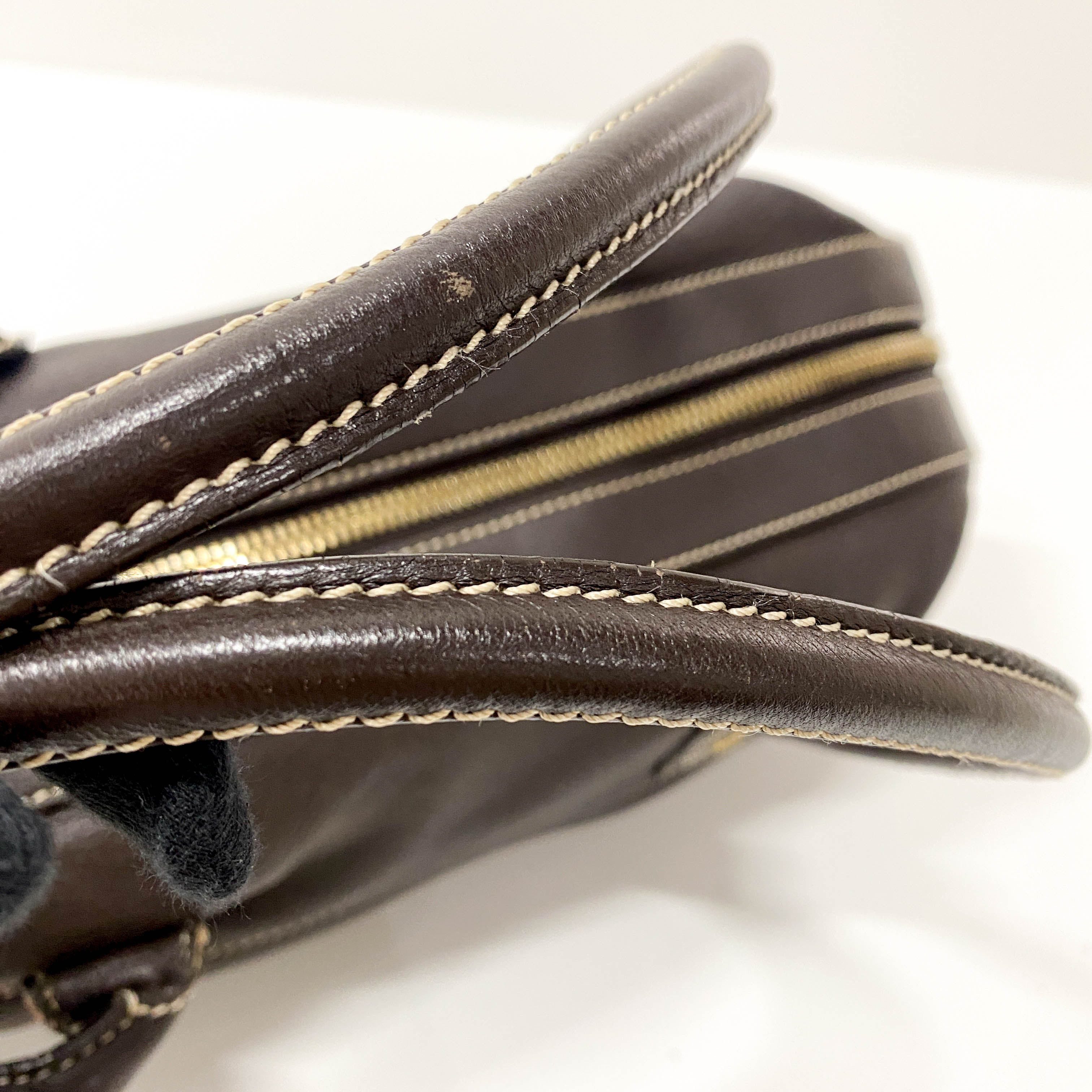 Vintage Brown Leather Top Handle Bag