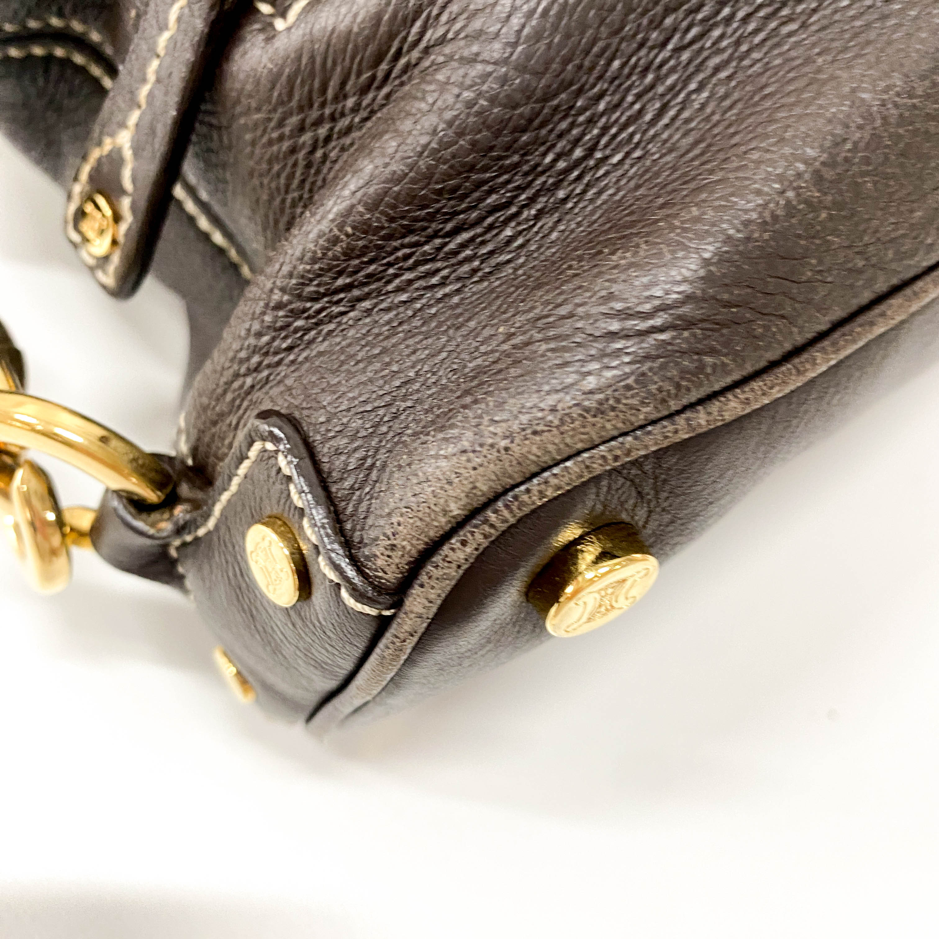 Vintage Brown Leather Top Handle Bag