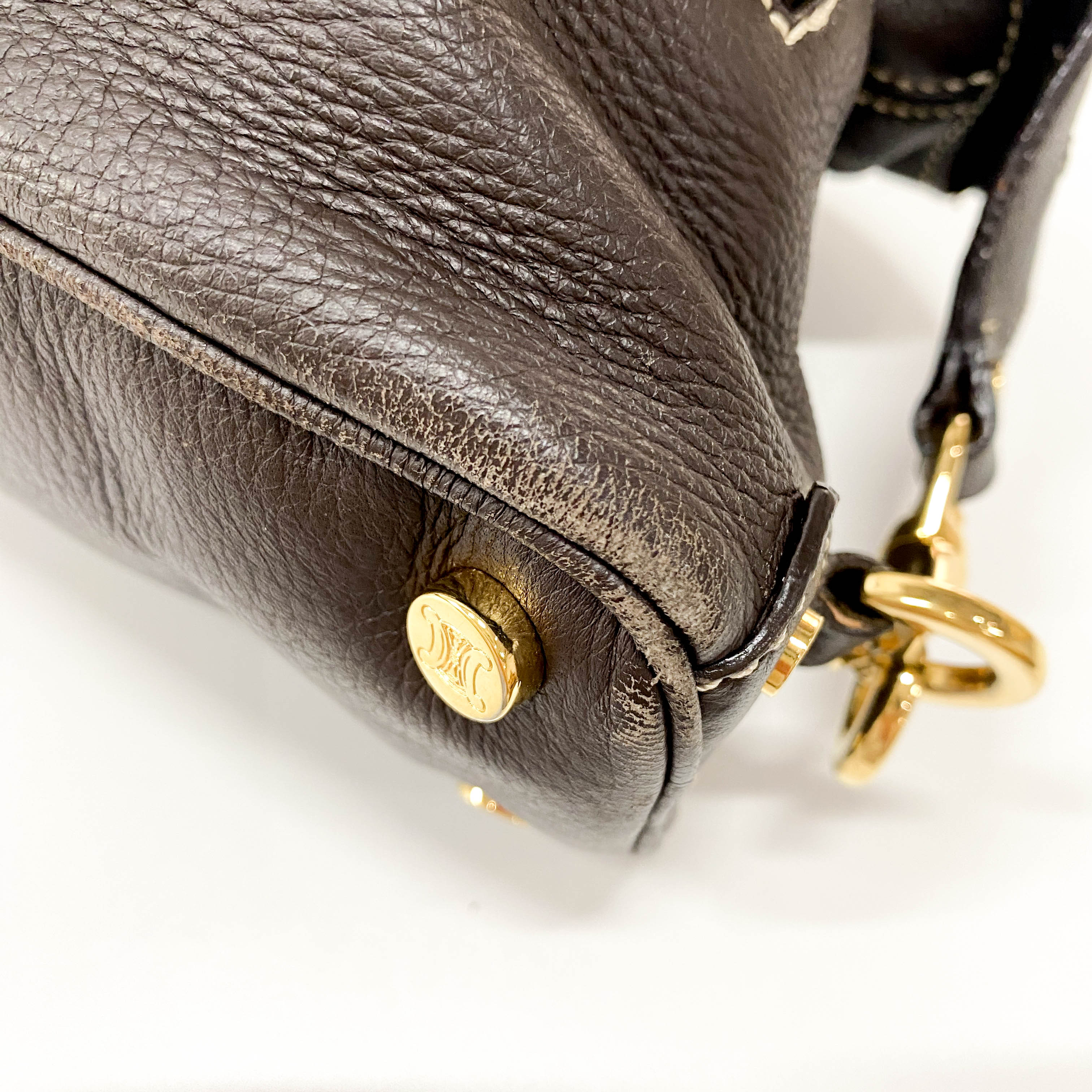 Vintage Brown Leather Top Handle Bag