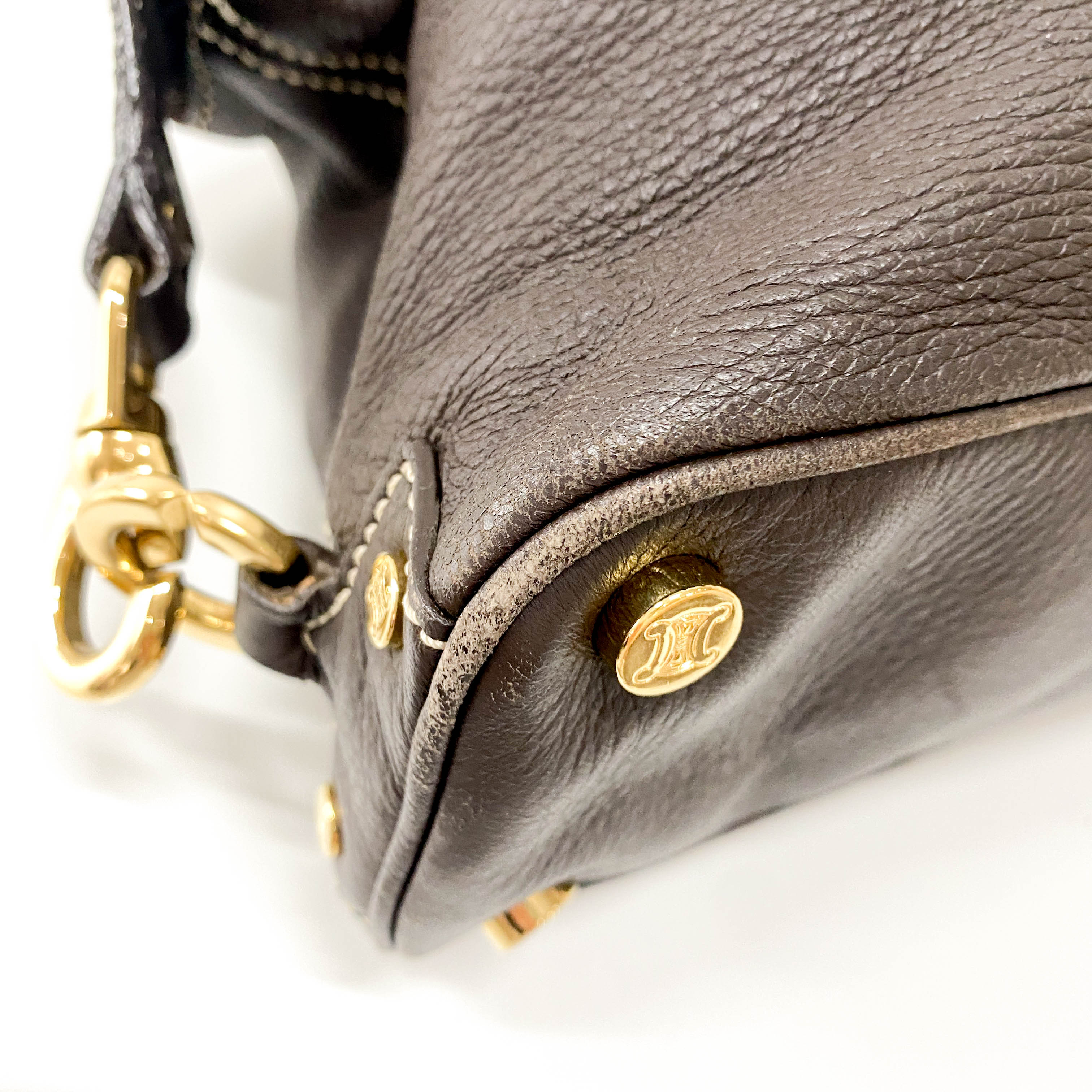 Vintage Brown Leather Top Handle Bag