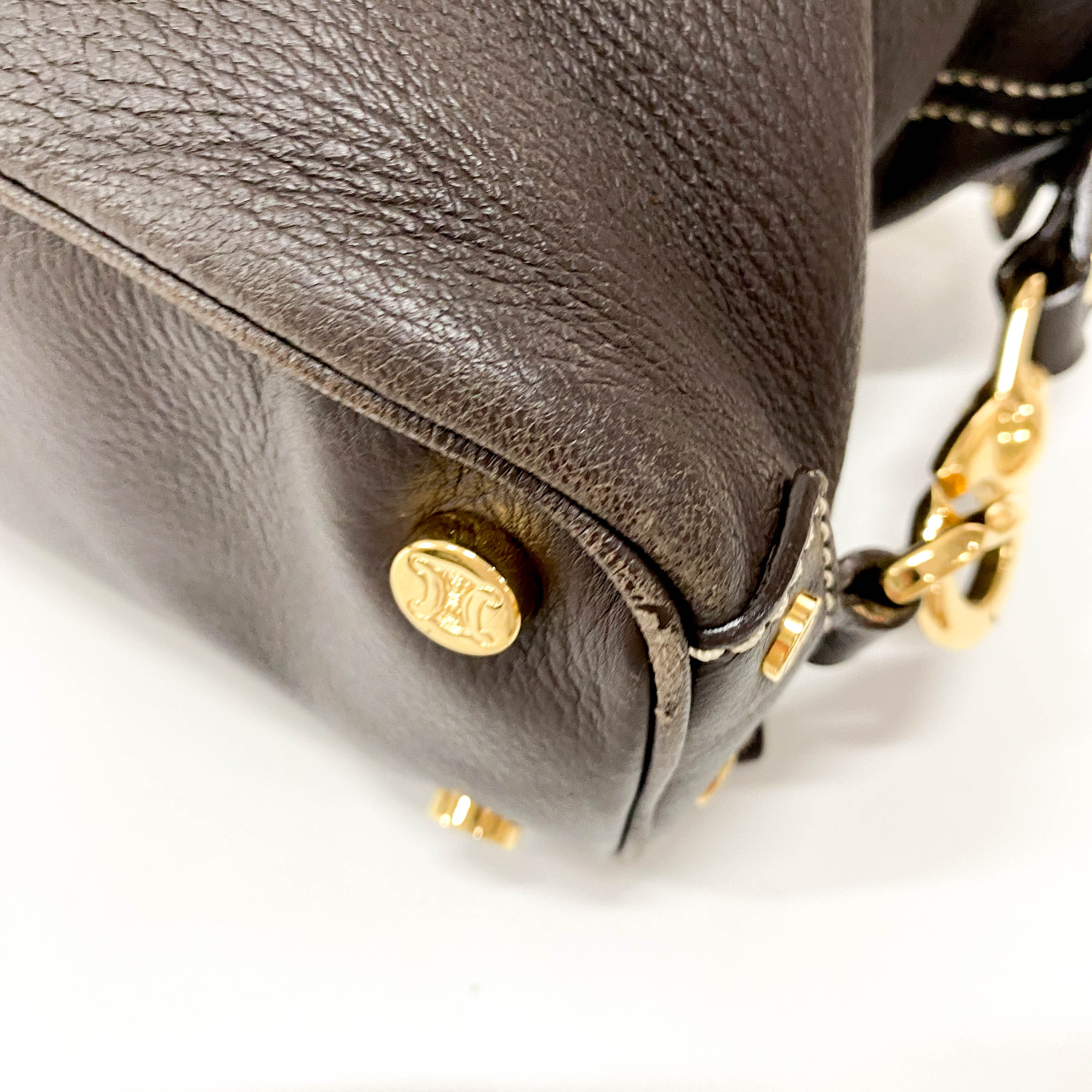 Vintage Brown Leather Top Handle Bag