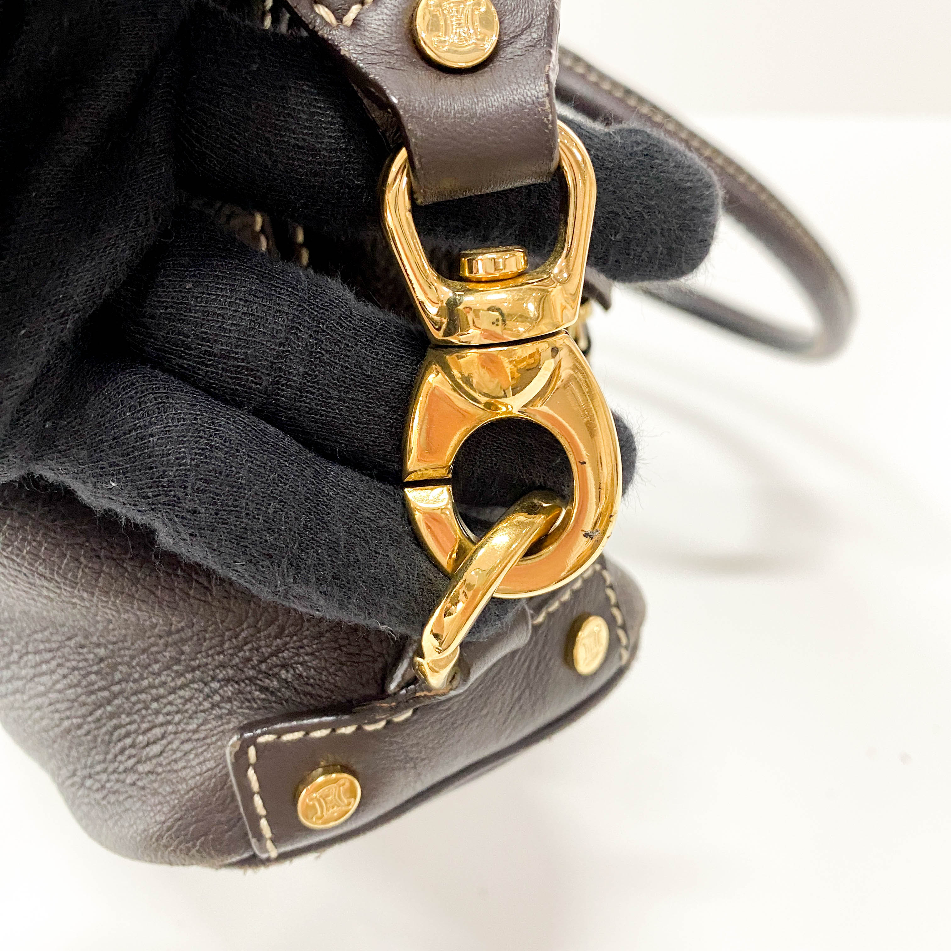 Vintage Brown Leather Top Handle Bag