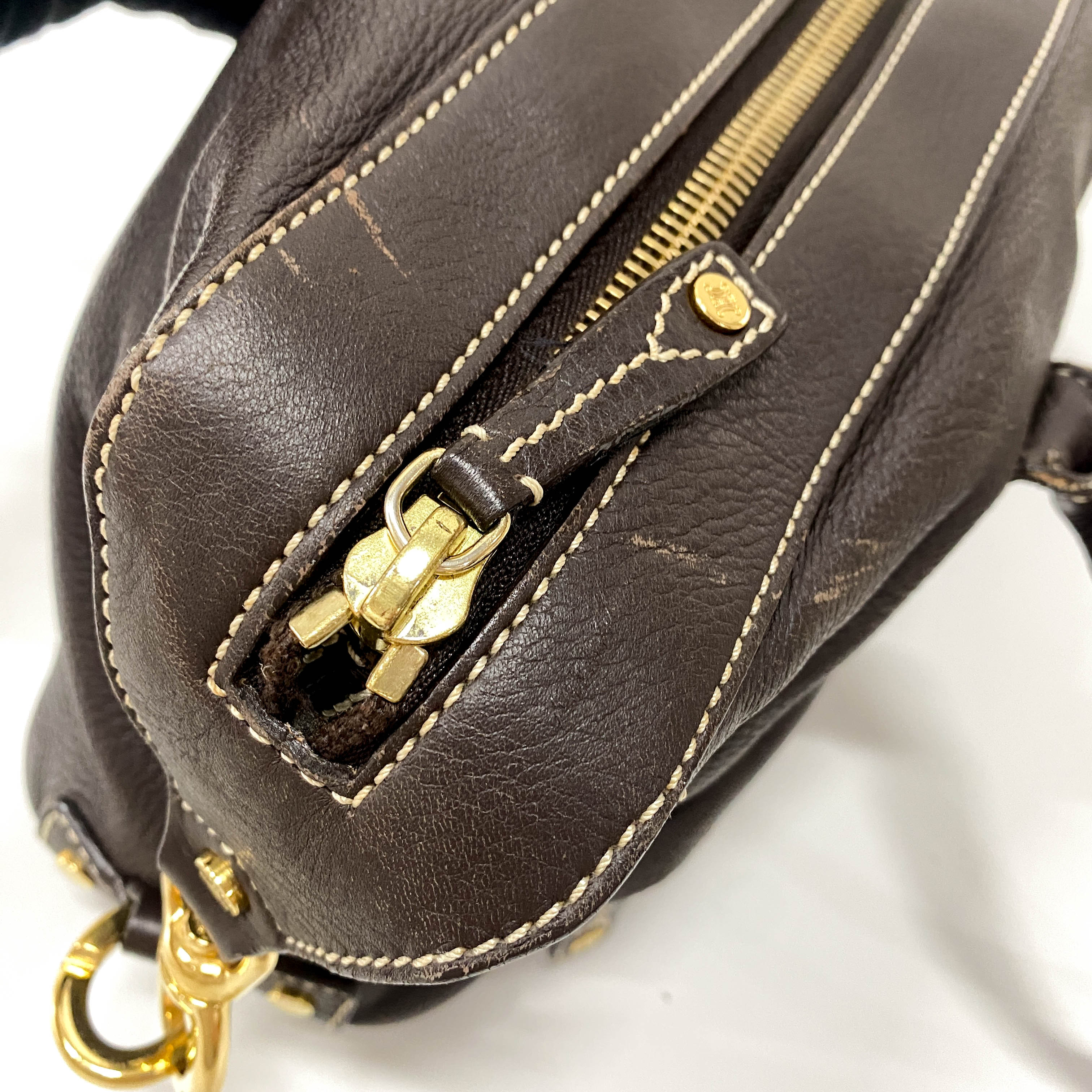 Vintage Brown Leather Top Handle Bag