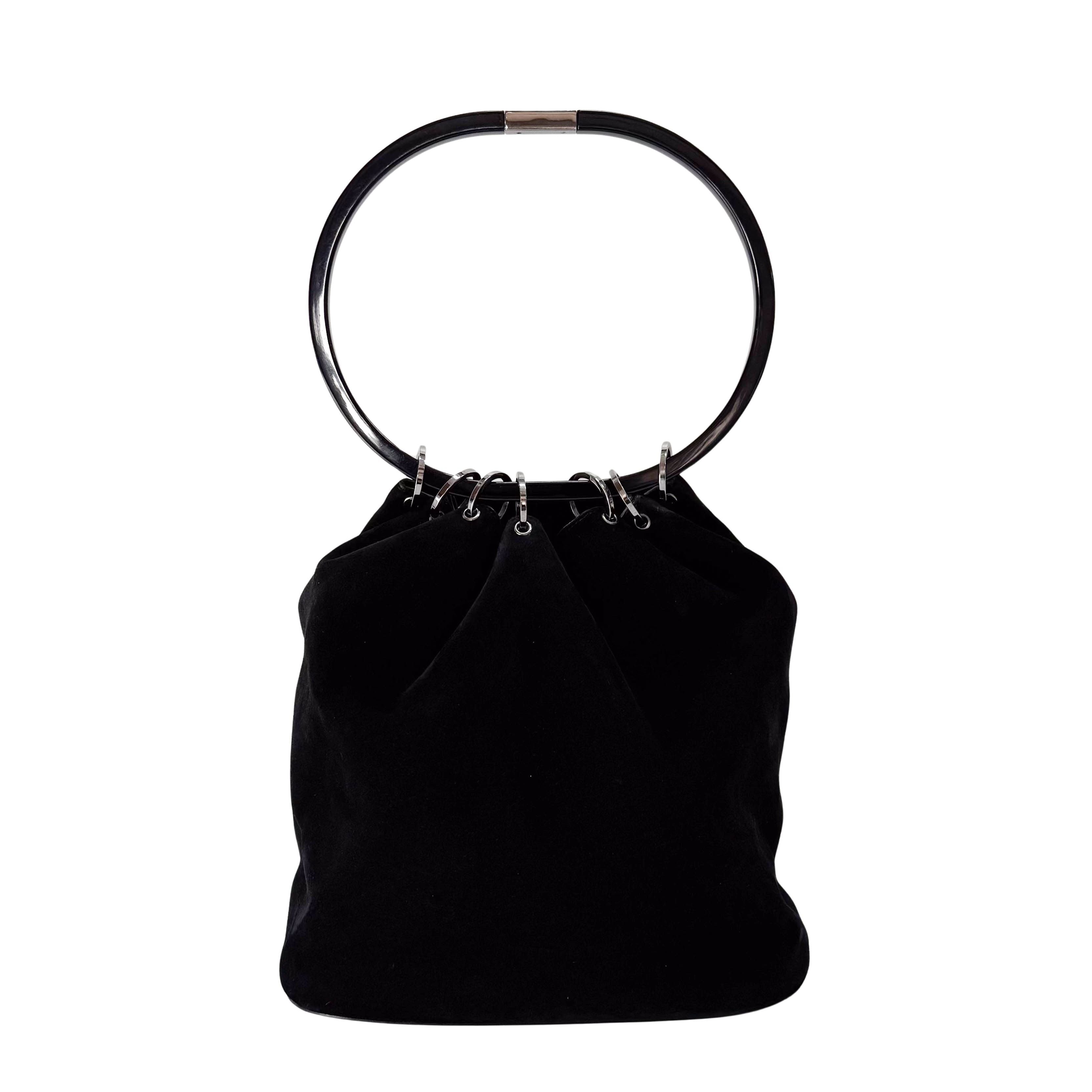 Ring Bag Black Suede Shoulder Bag