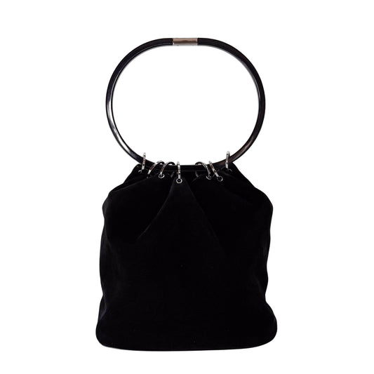 Ring Bag Black Suede Shoulder Bag
