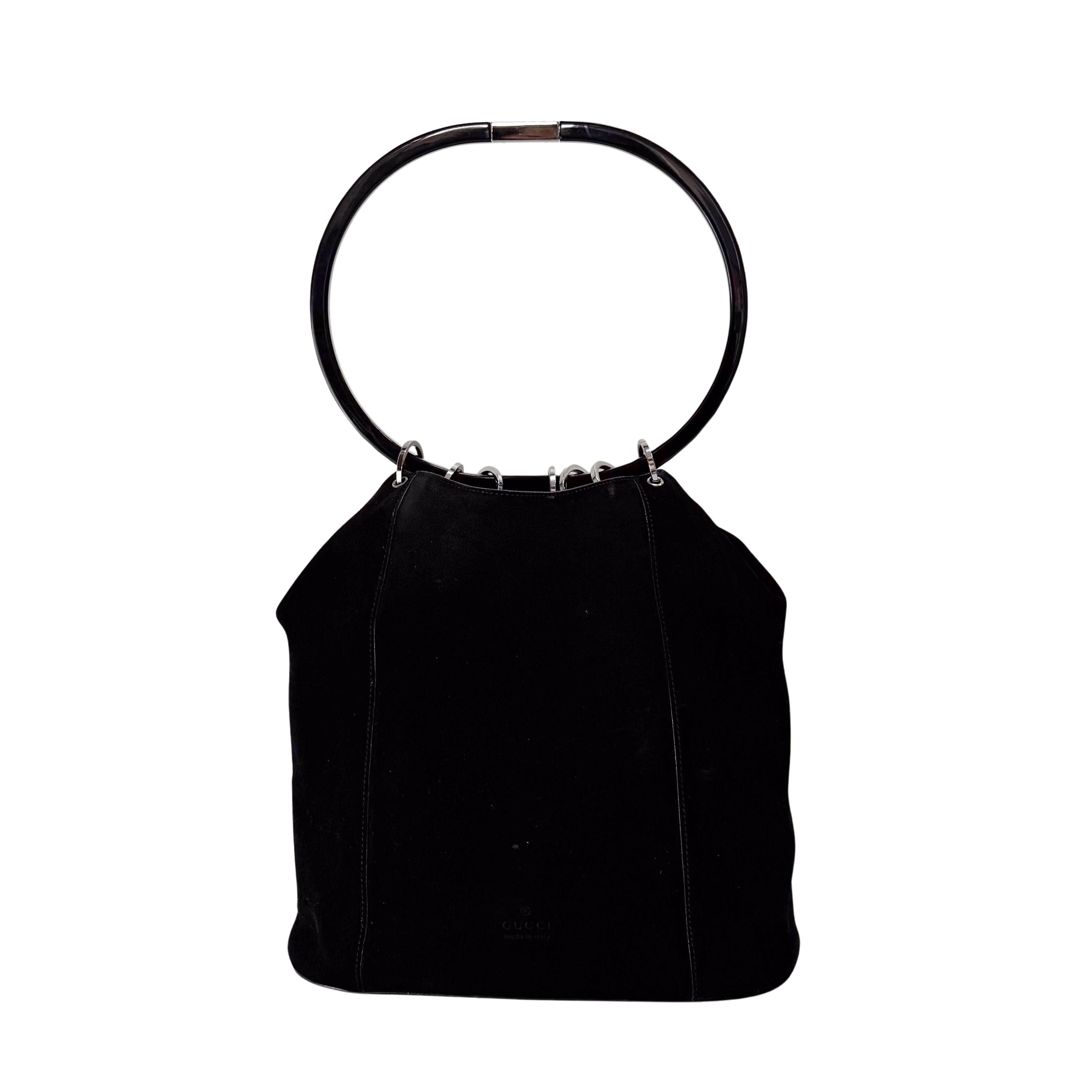 Ring Bag Black Suede Shoulder Bag