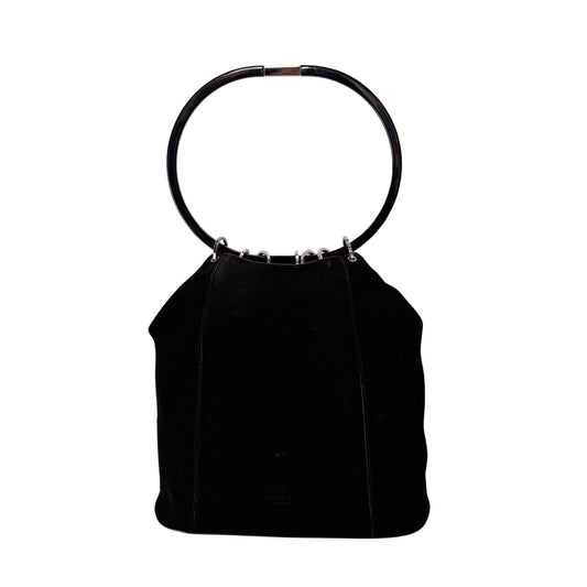Ring Bag Black Suede Shoulder Bag