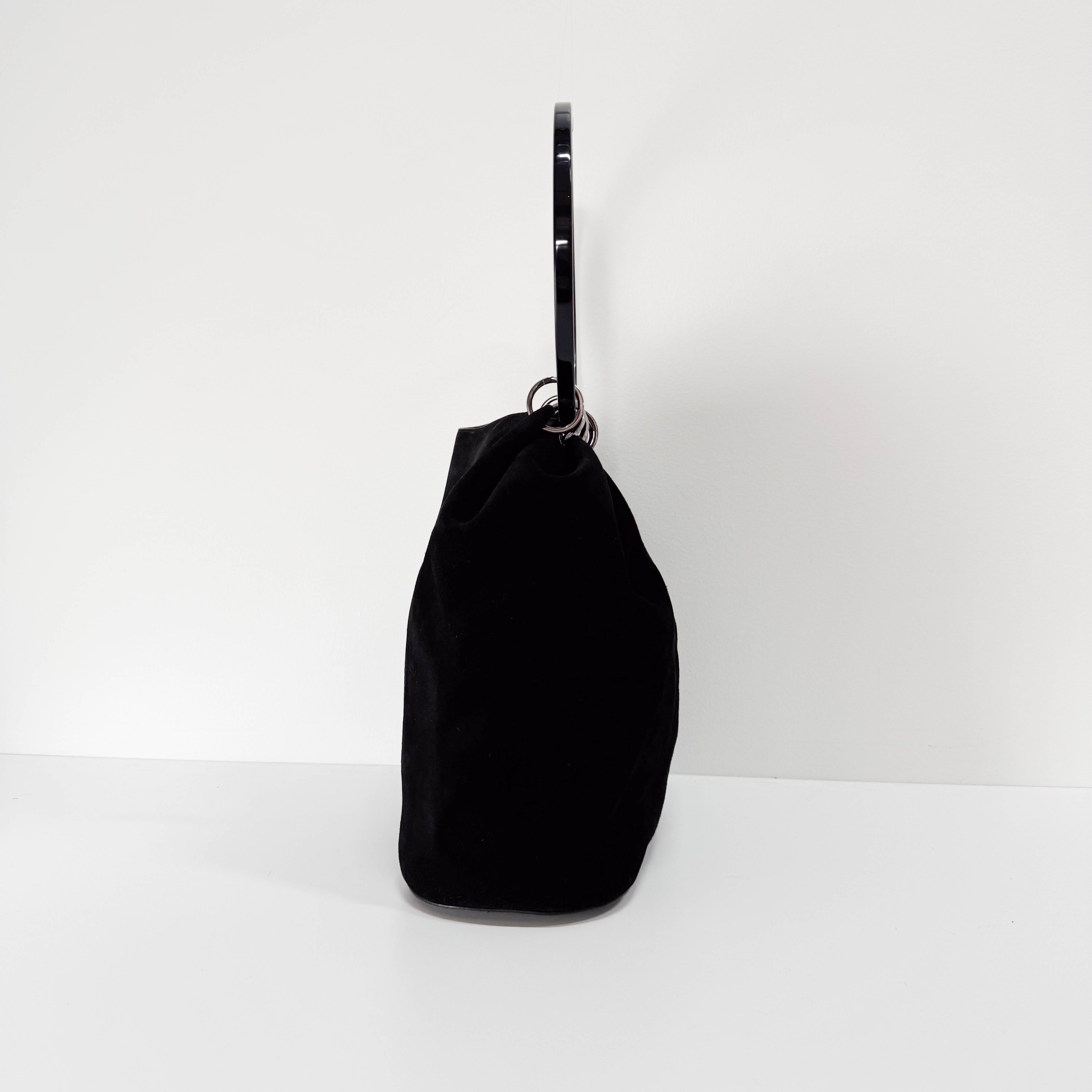 Ring Bag Black Suede Shoulder Bag