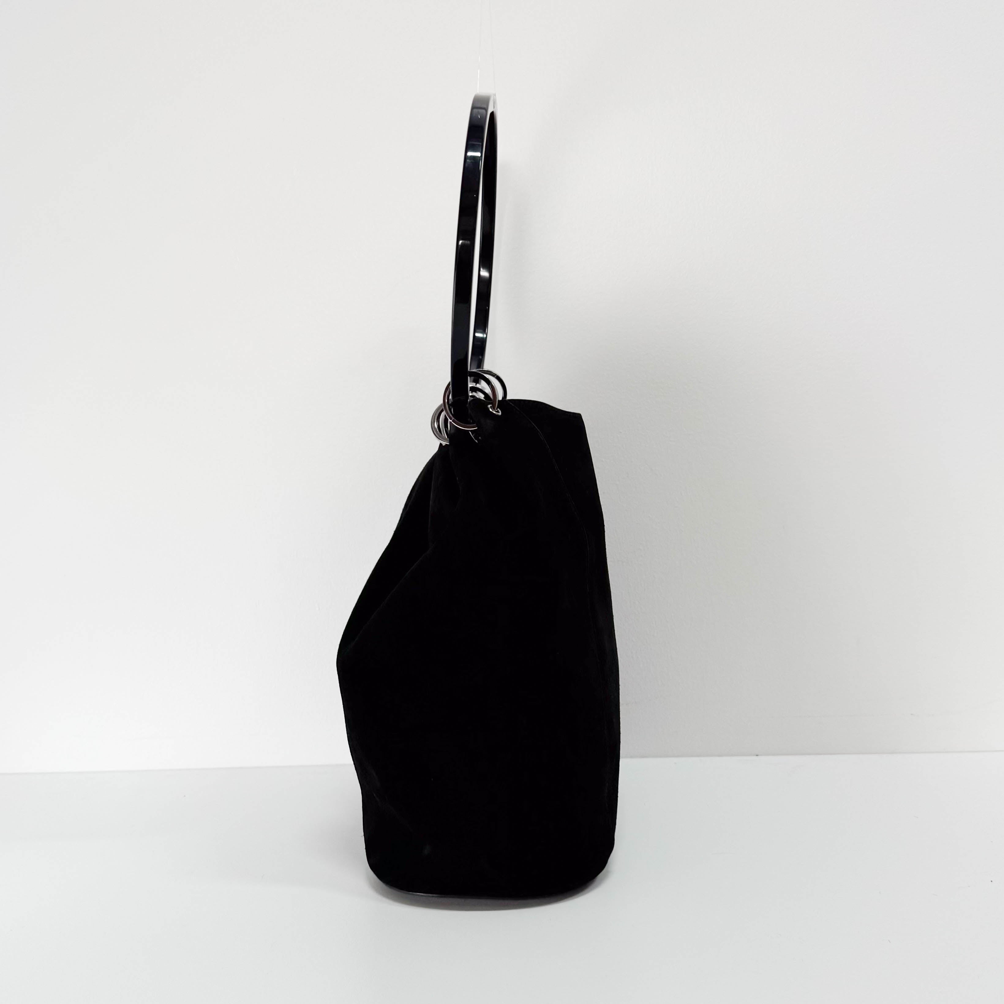 Ring Bag Black Suede Shoulder Bag