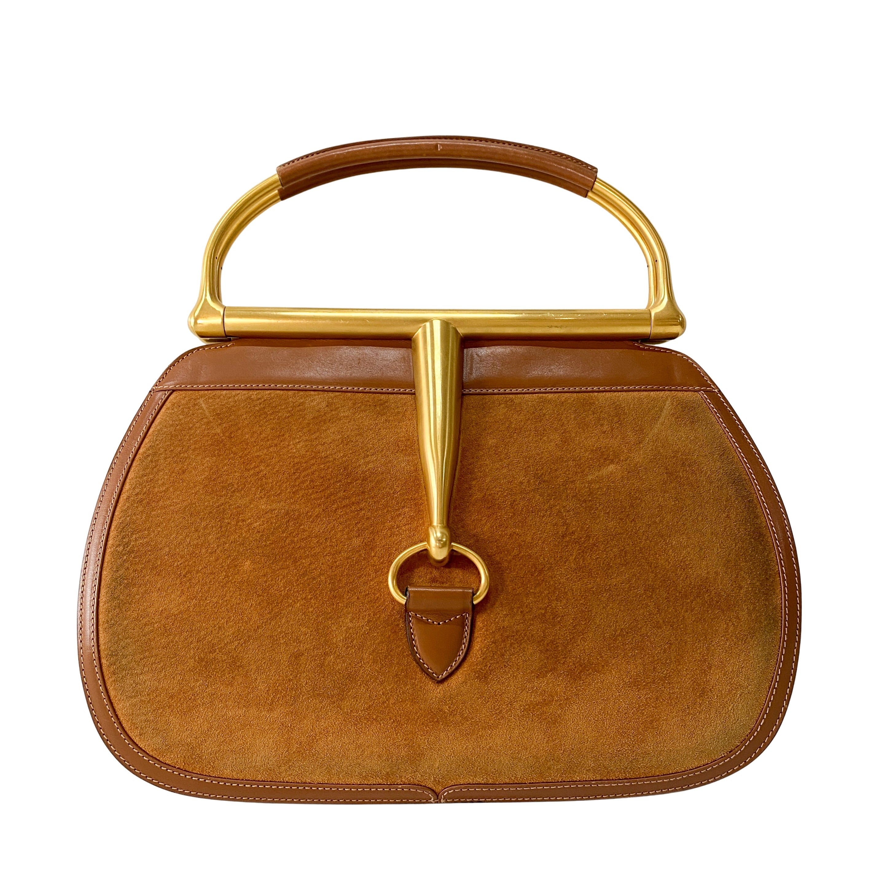 Horsebit Brown Suede Handbag