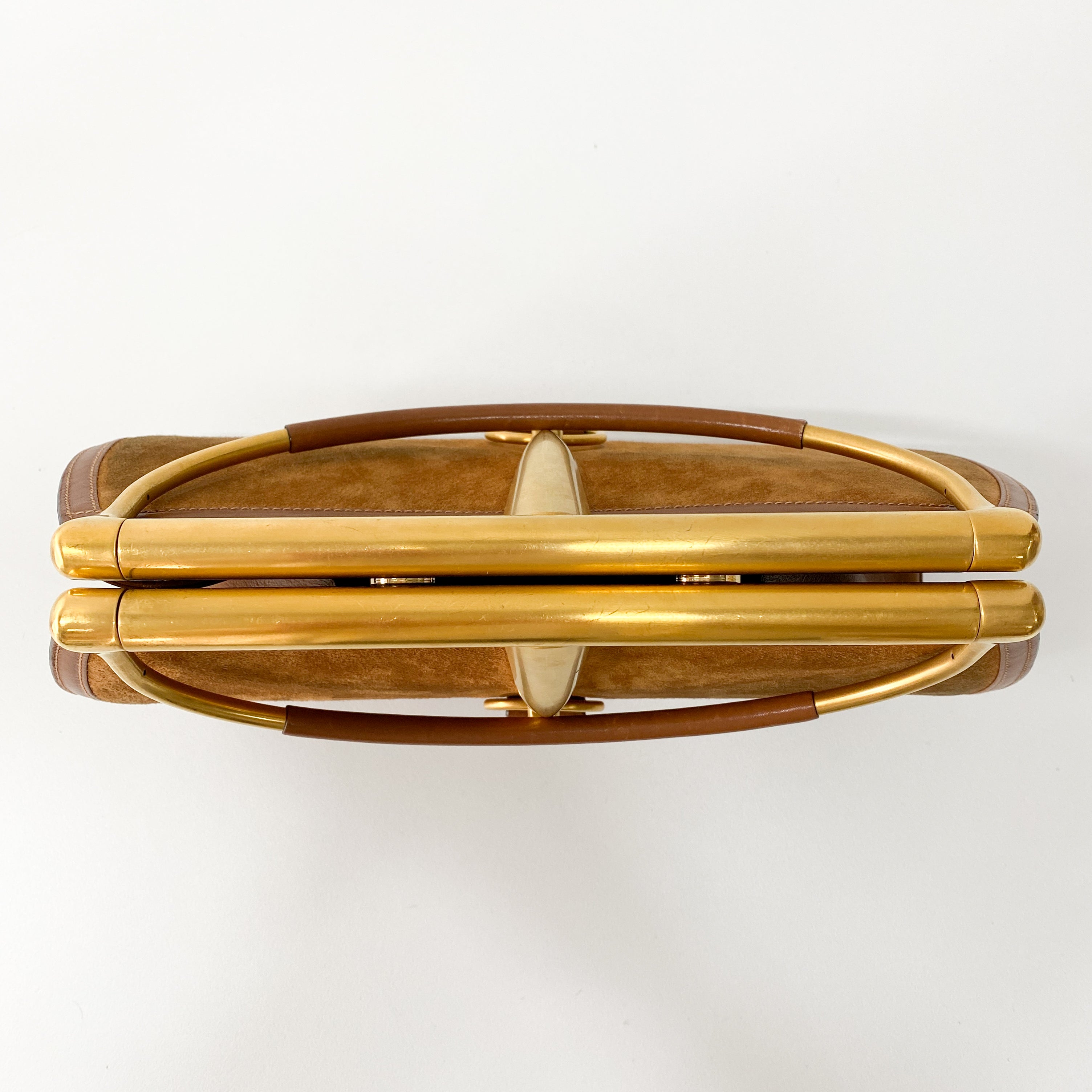 Horsebit Brown Suede Handbag