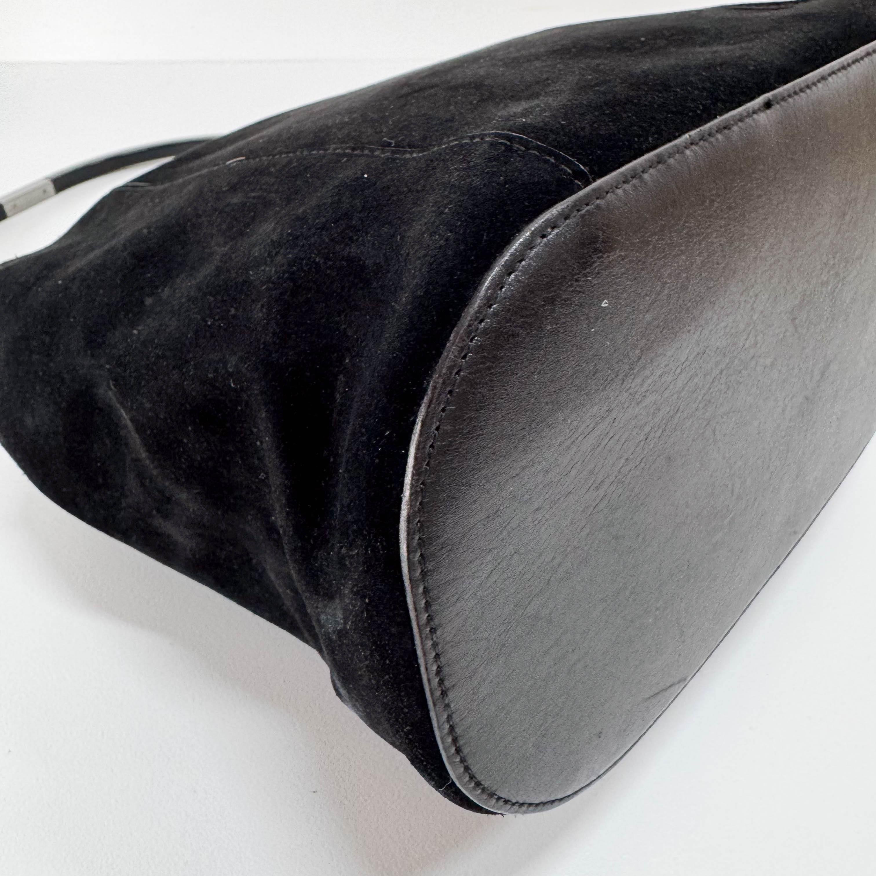 Ring Bag Black Suede Shoulder Bag