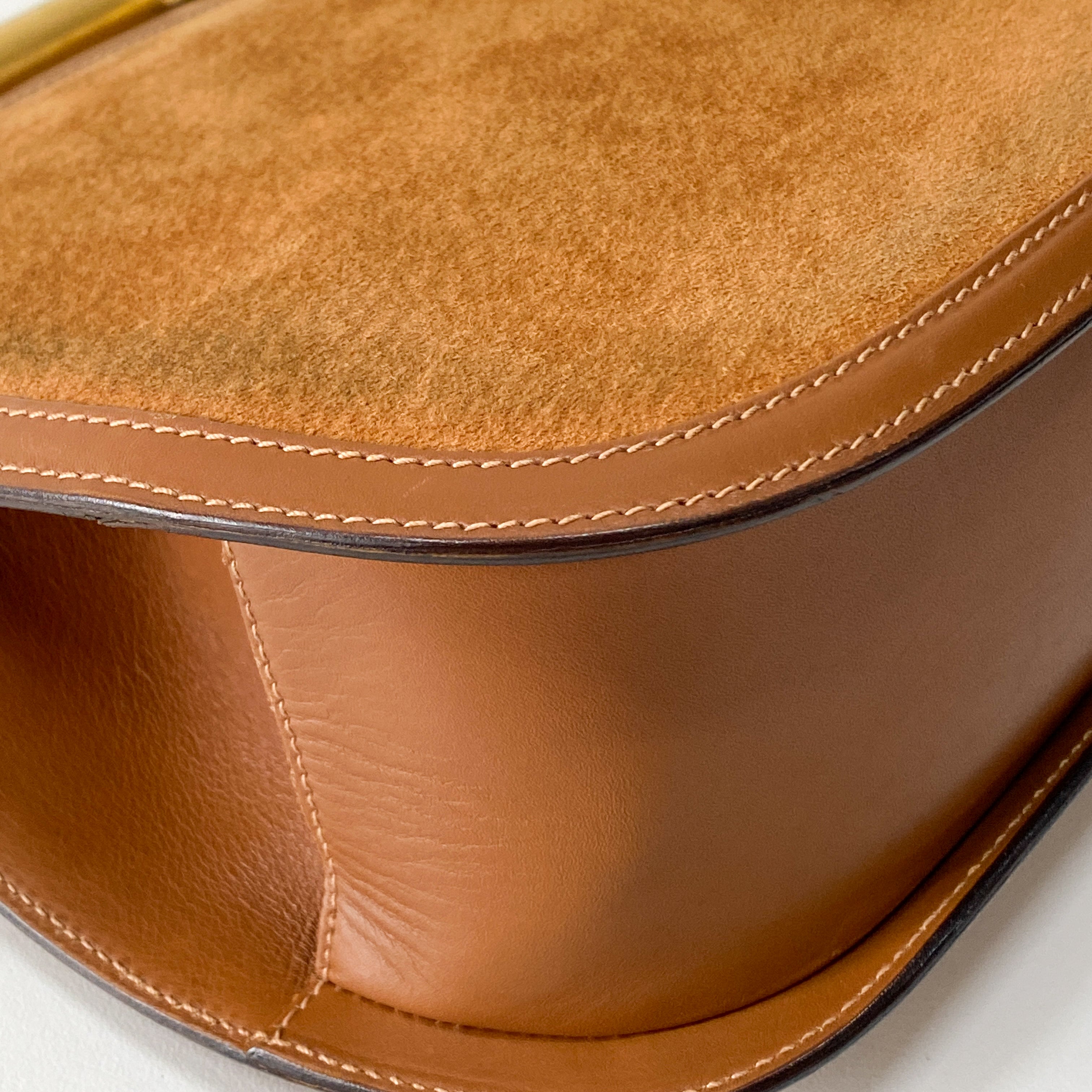 Horsebit Brown Suede Handbag