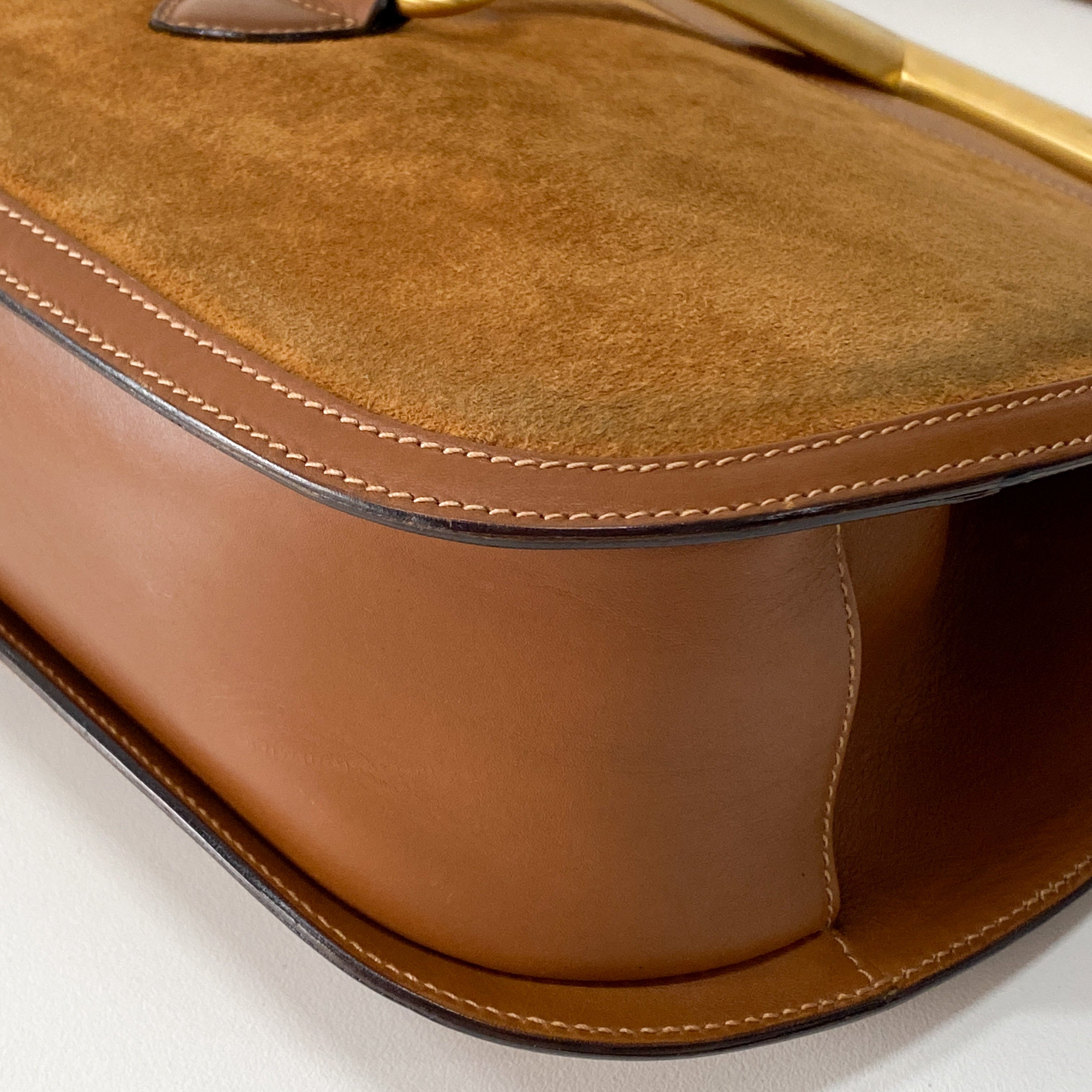 Horsebit Brown Suede Handbag