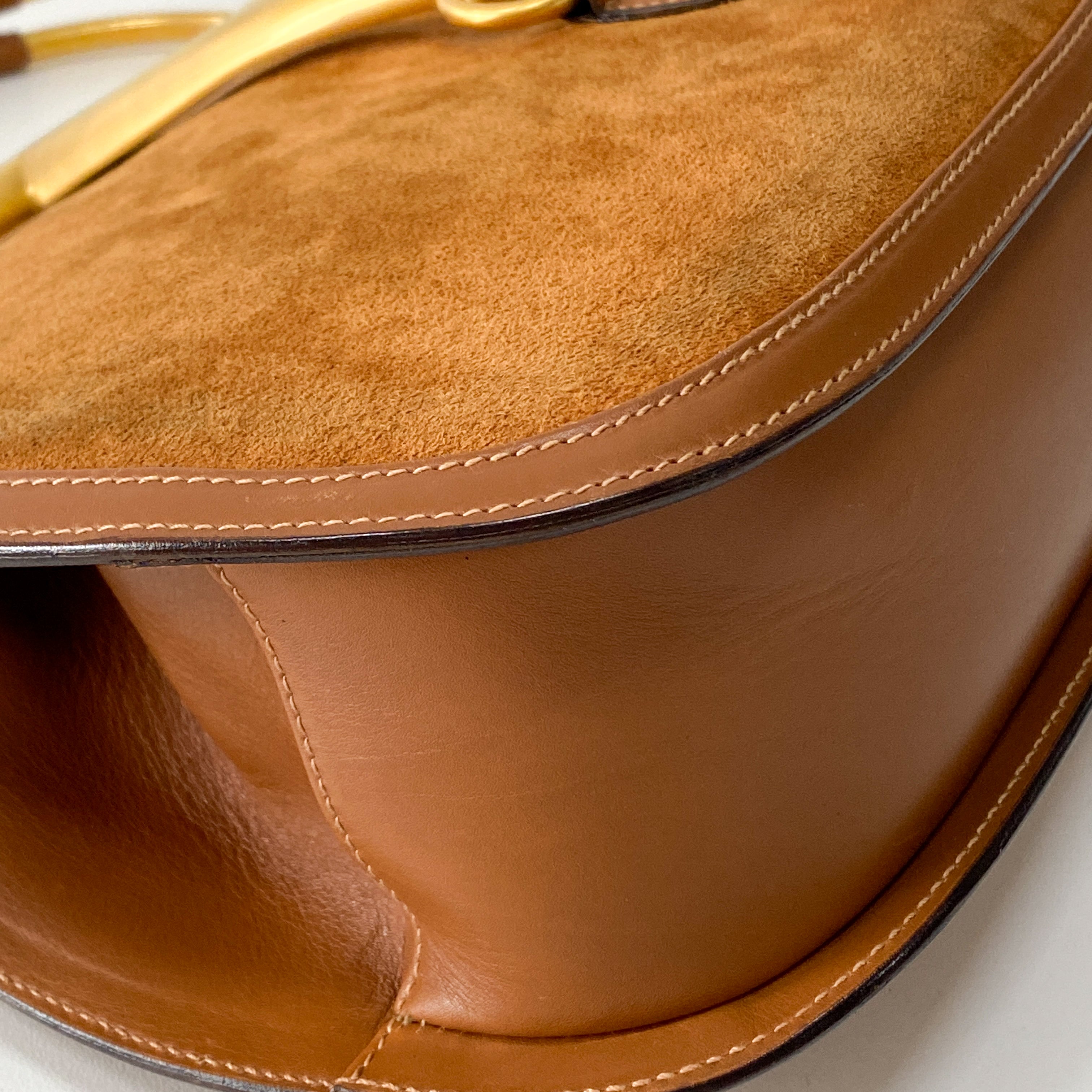 Horsebit Brown Suede Handbag