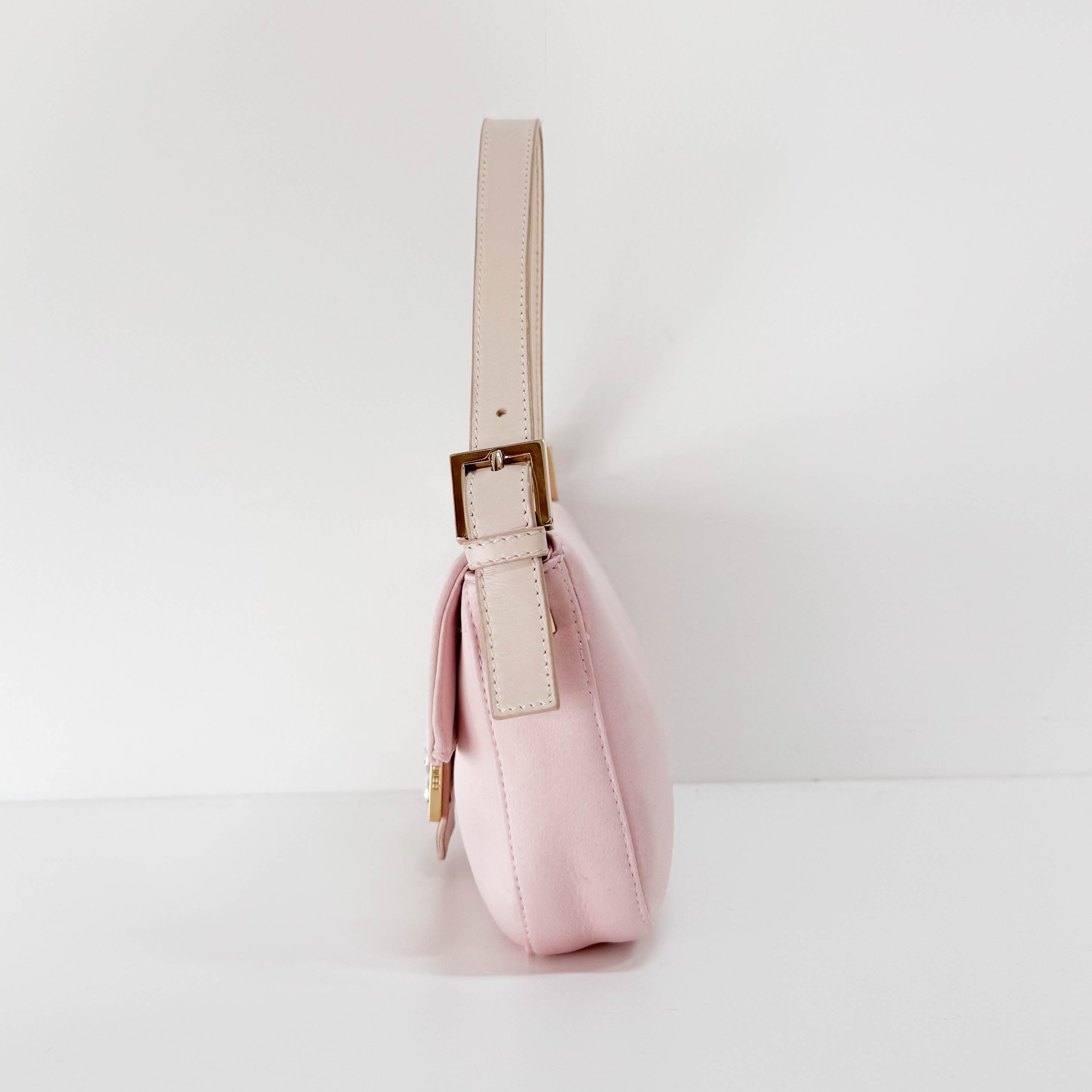 Baguette Silk Light Pink Rhinestone Hardware