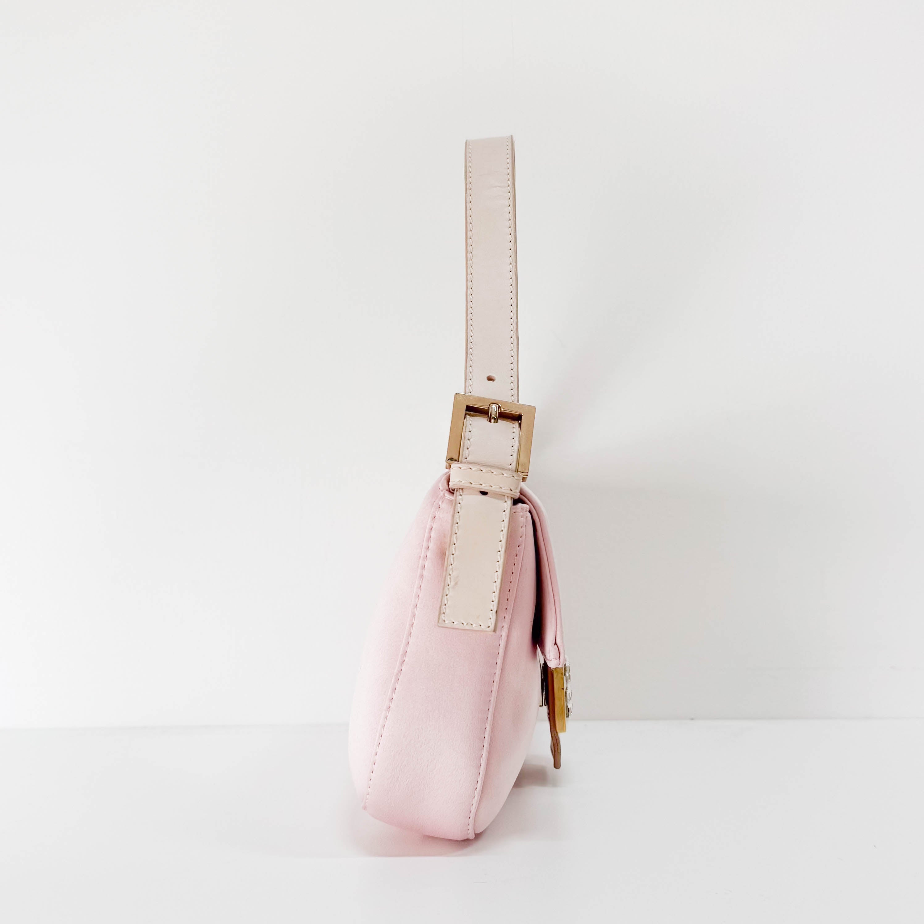 Baguette Silk Light Pink Rhinestone Hardware