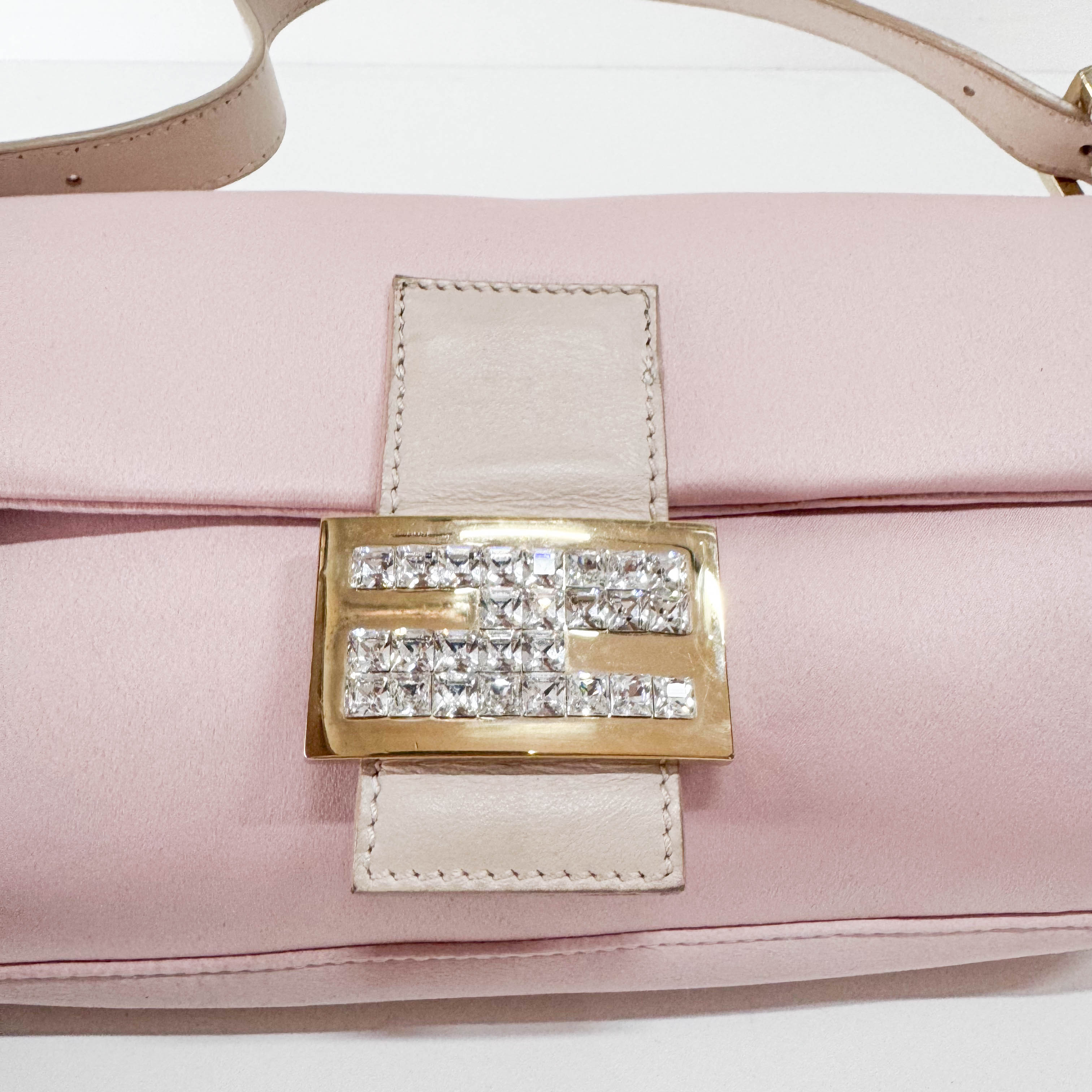 Baguette Silk Light Pink Rhinestone Hardware