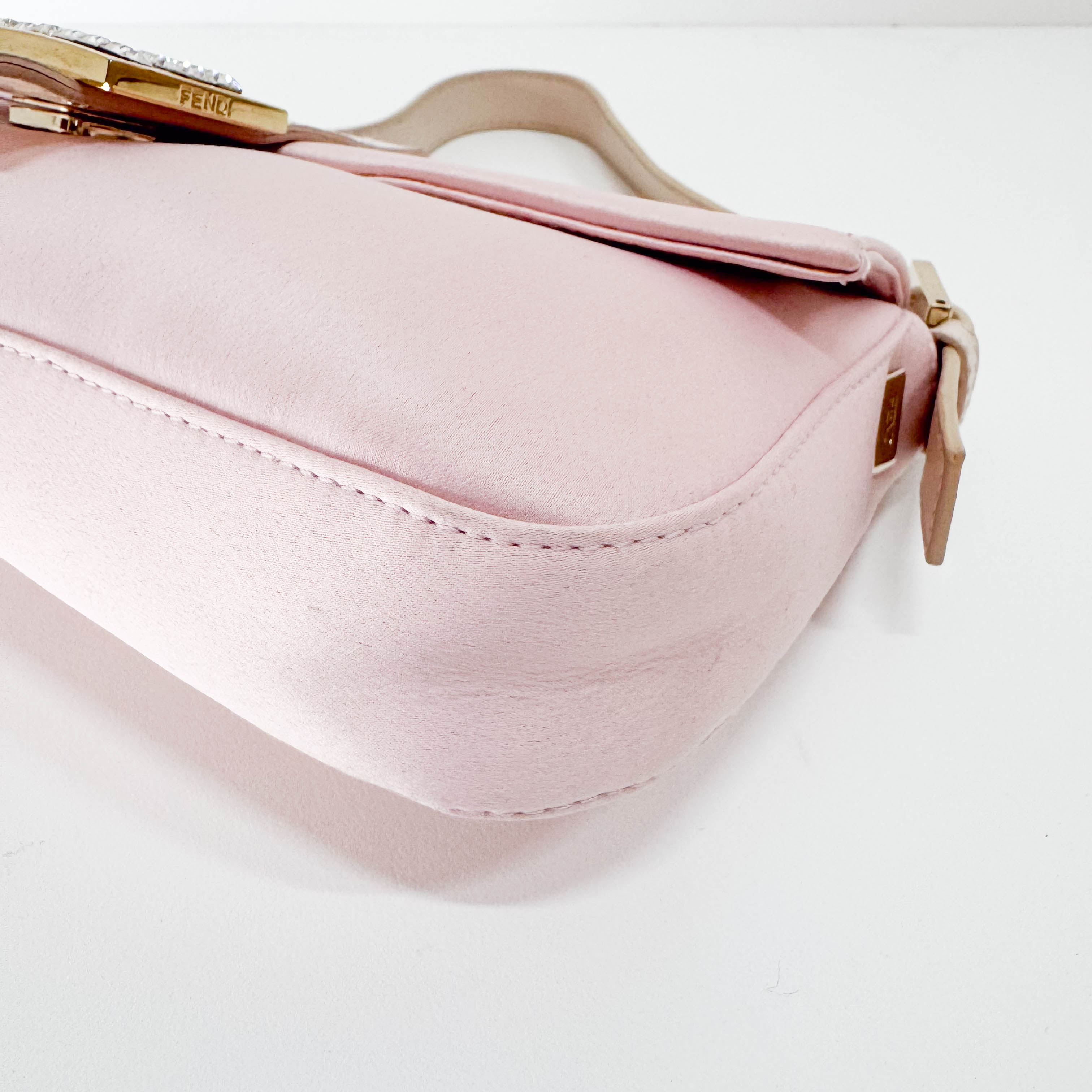 Baguette Silk Light Pink Rhinestone Hardware