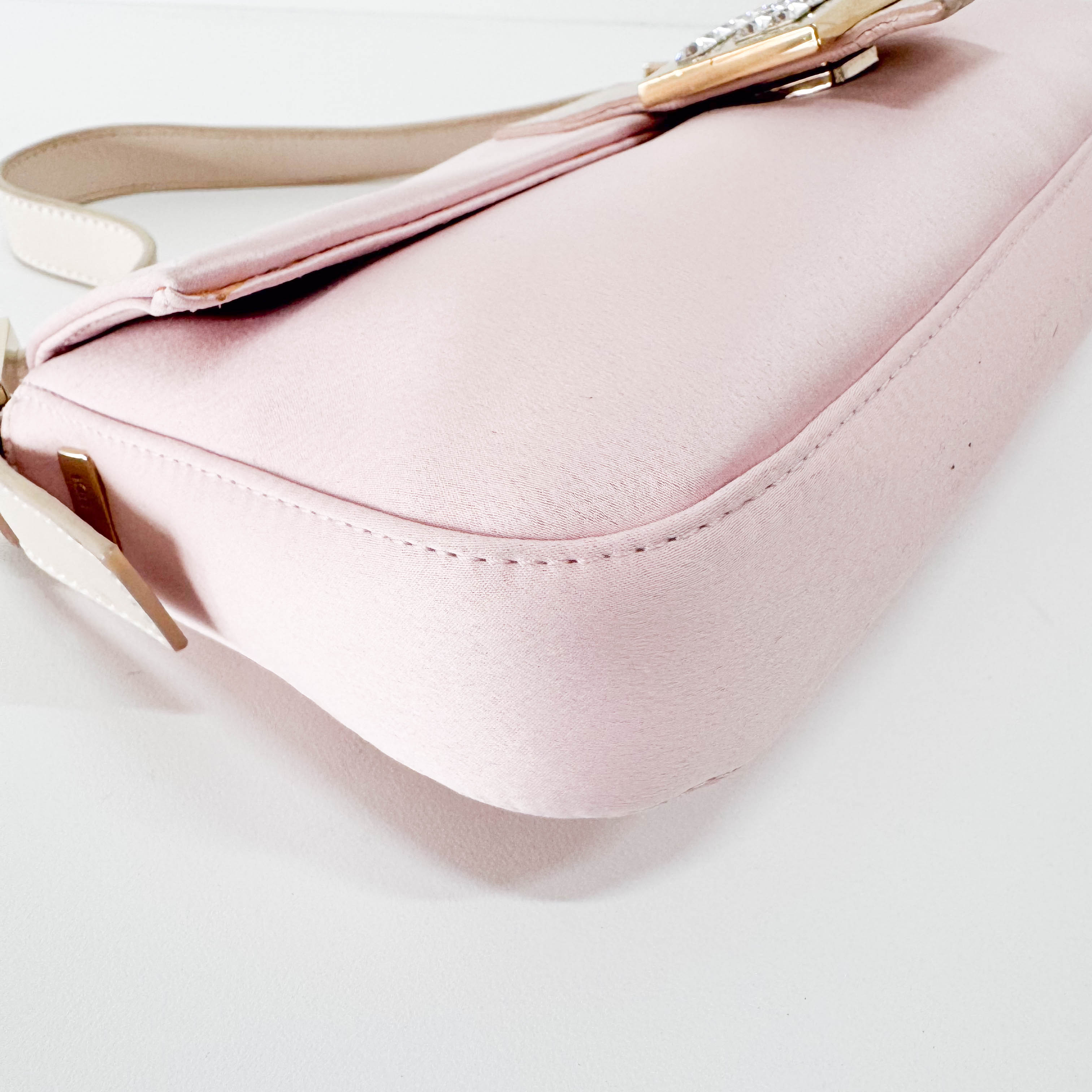 Baguette Silk Light Pink Rhinestone Hardware