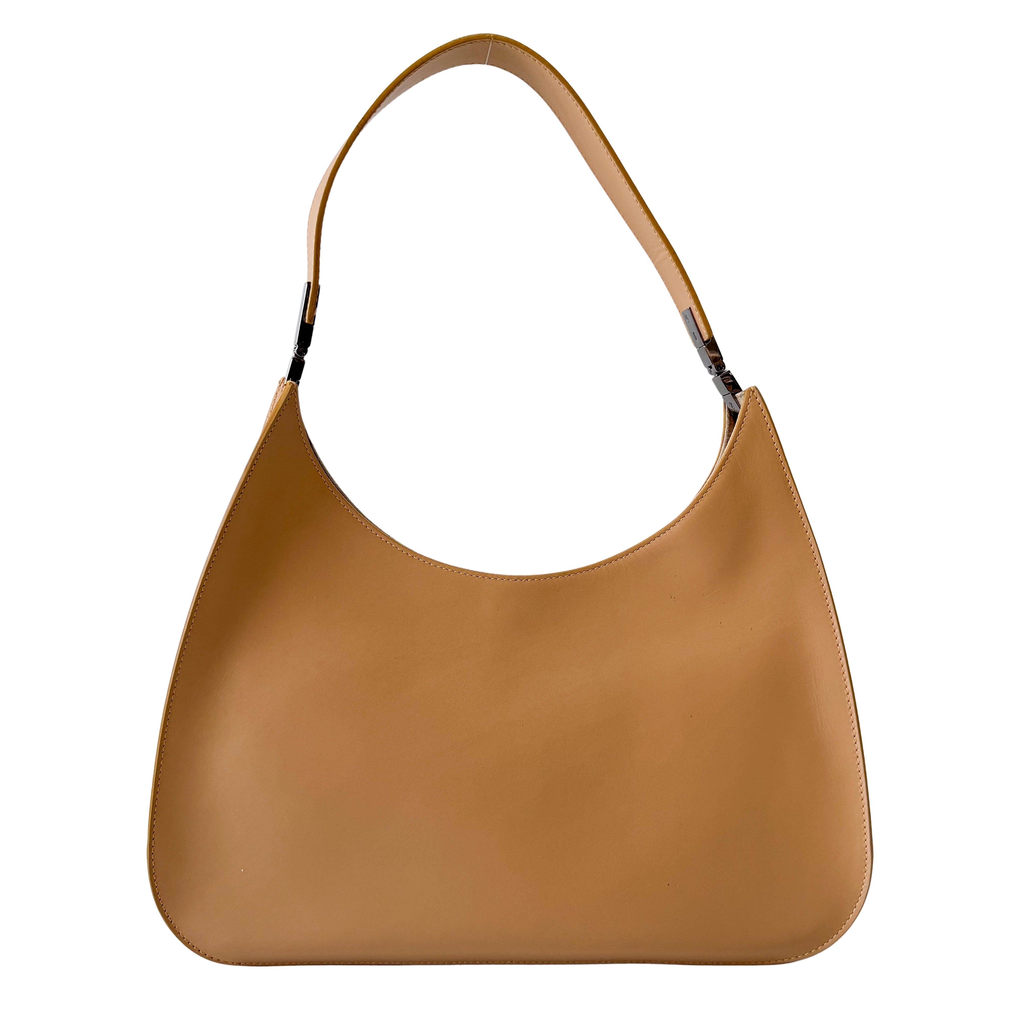 Beige Leather Shoulder Bag