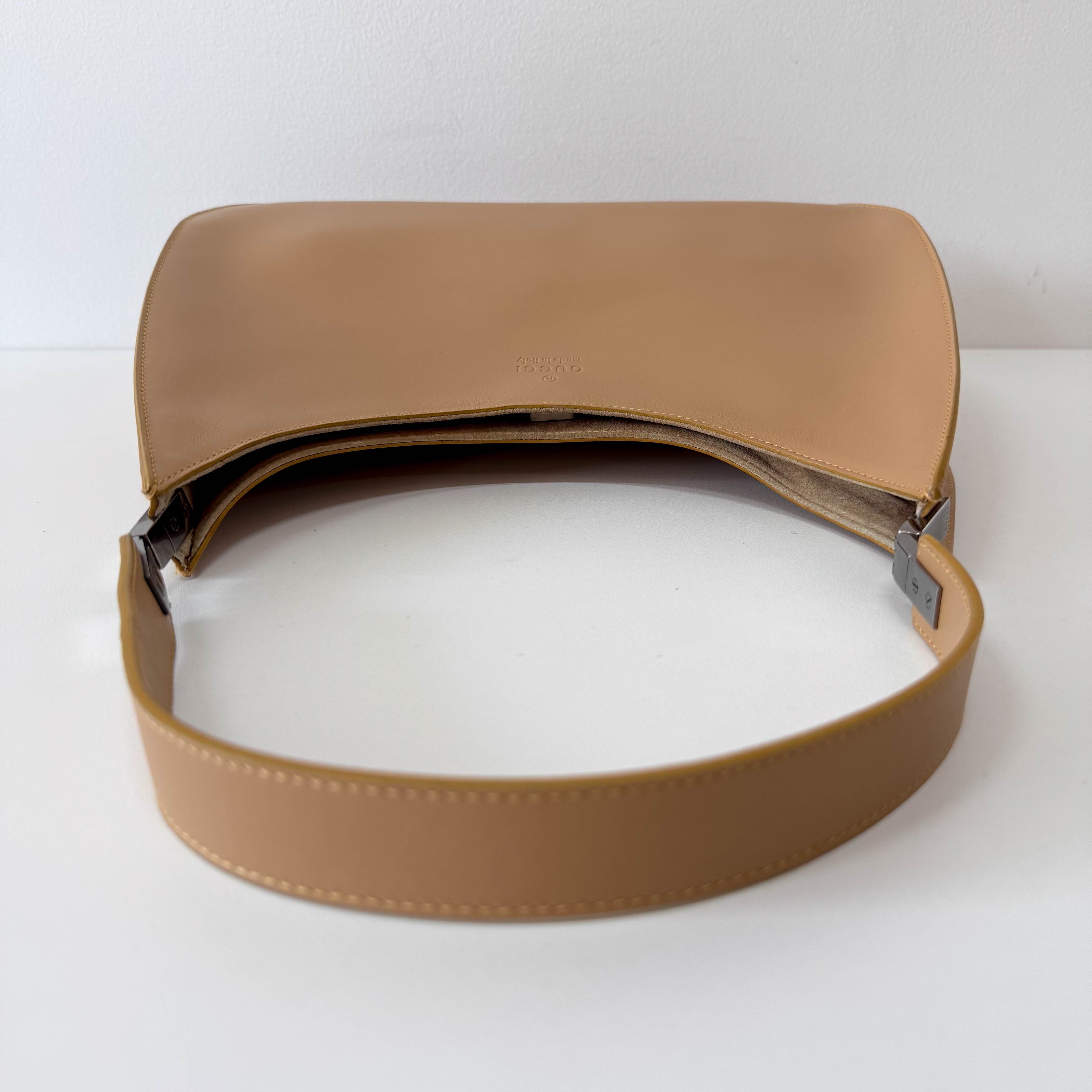 Beige Leather Shoulder Bag