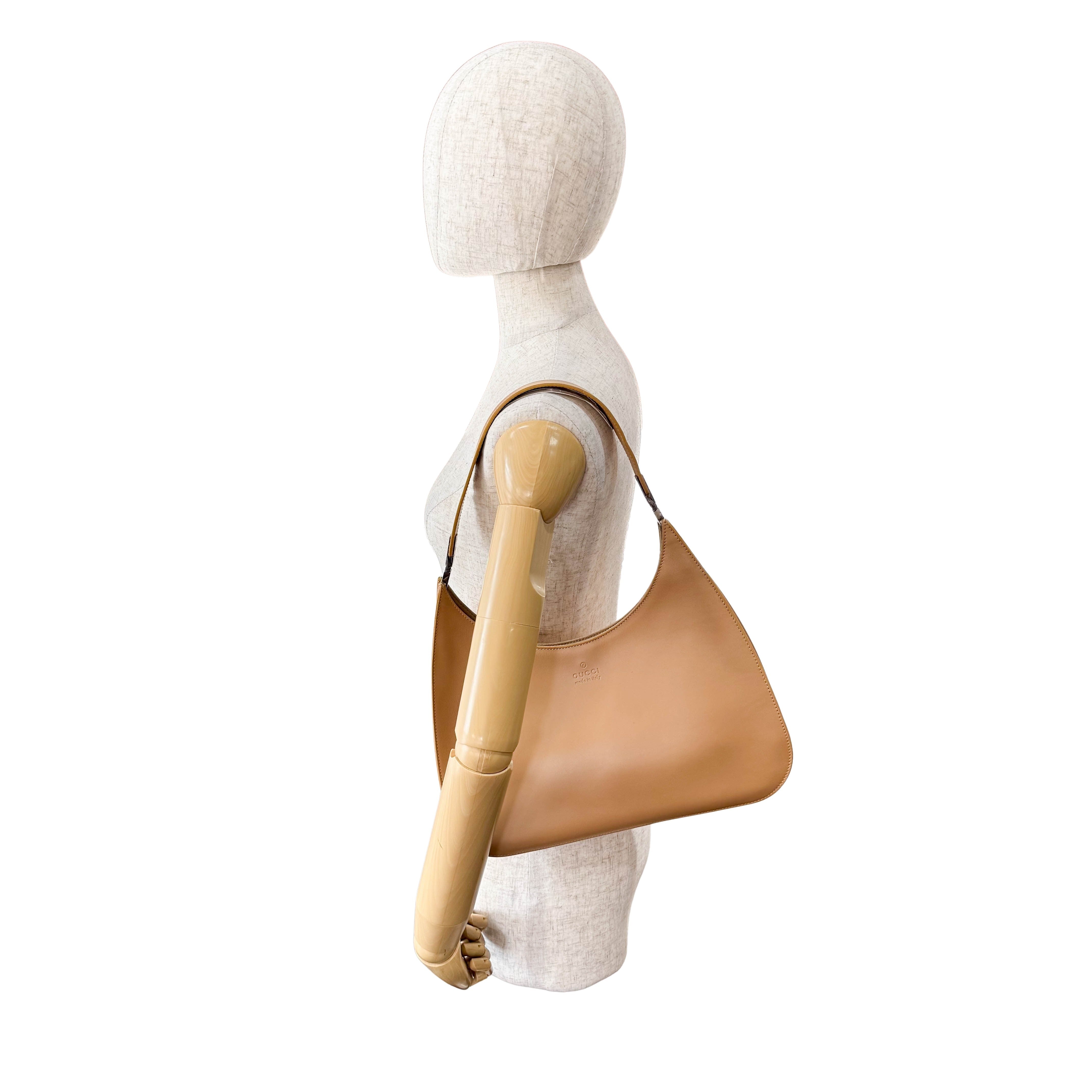 Beige Leather Shoulder Bag