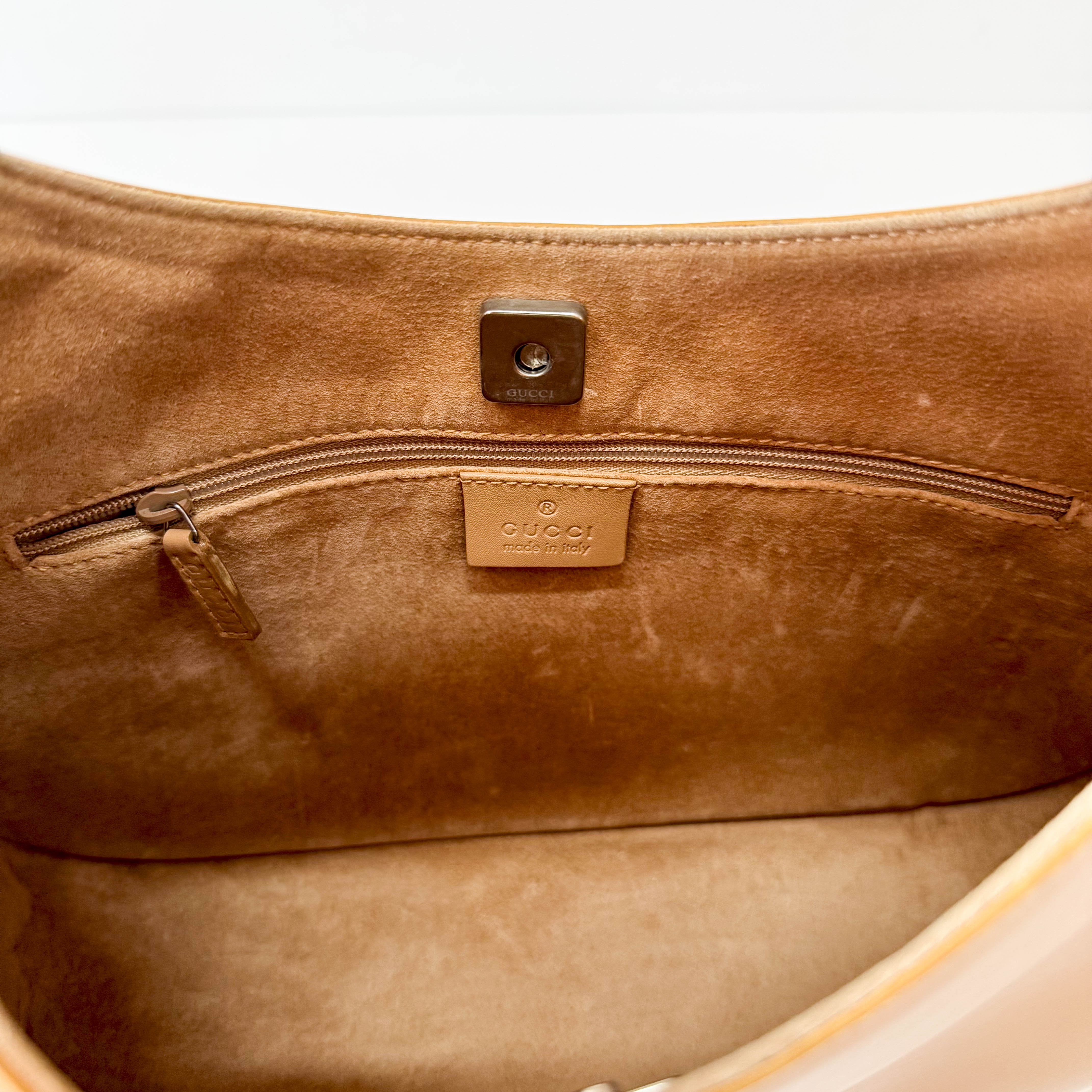Beige Leather Shoulder Bag