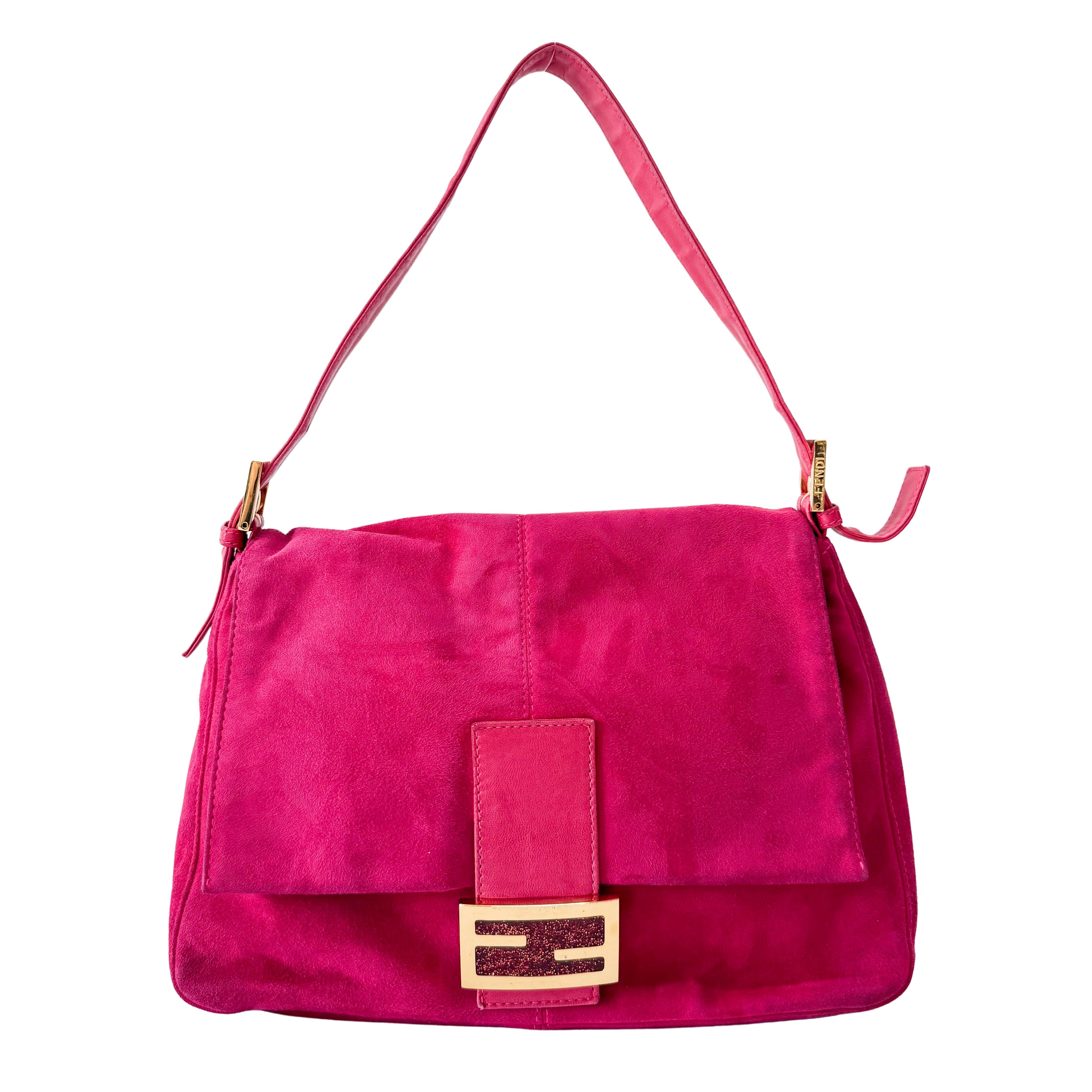 Mamma Baguette Pink Suede Shoulder Bag