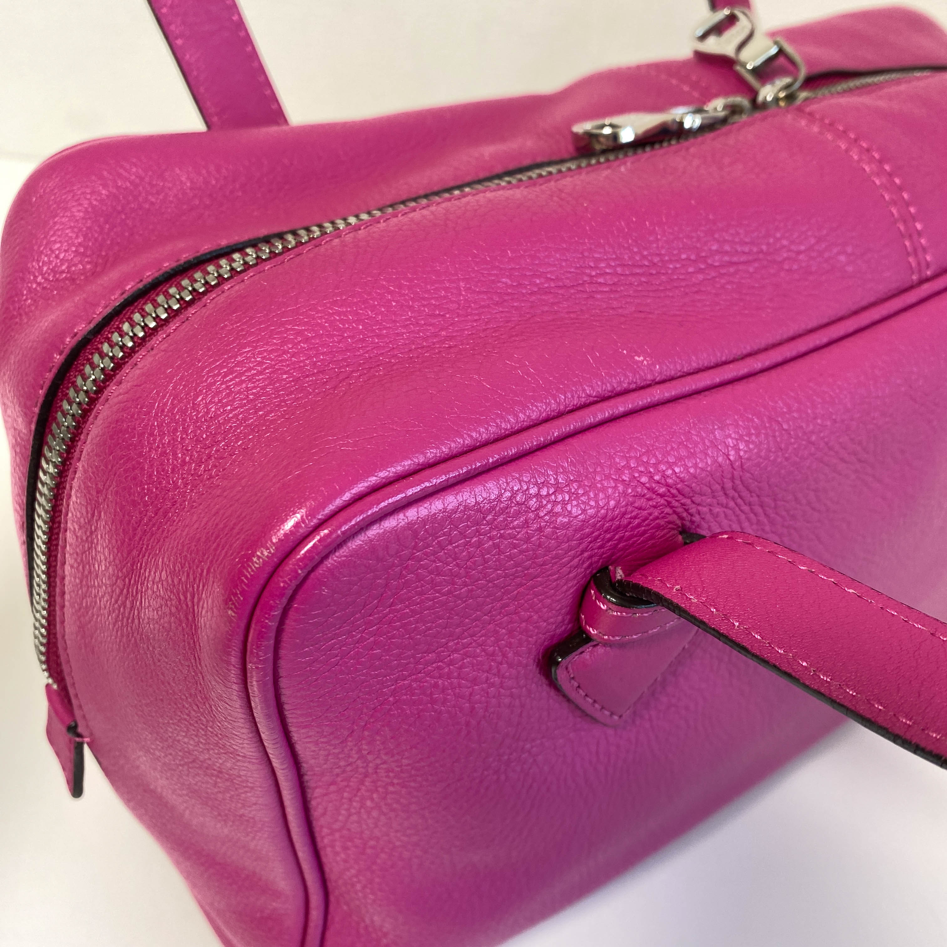 Vintage Purple Leather Top Handle Bag