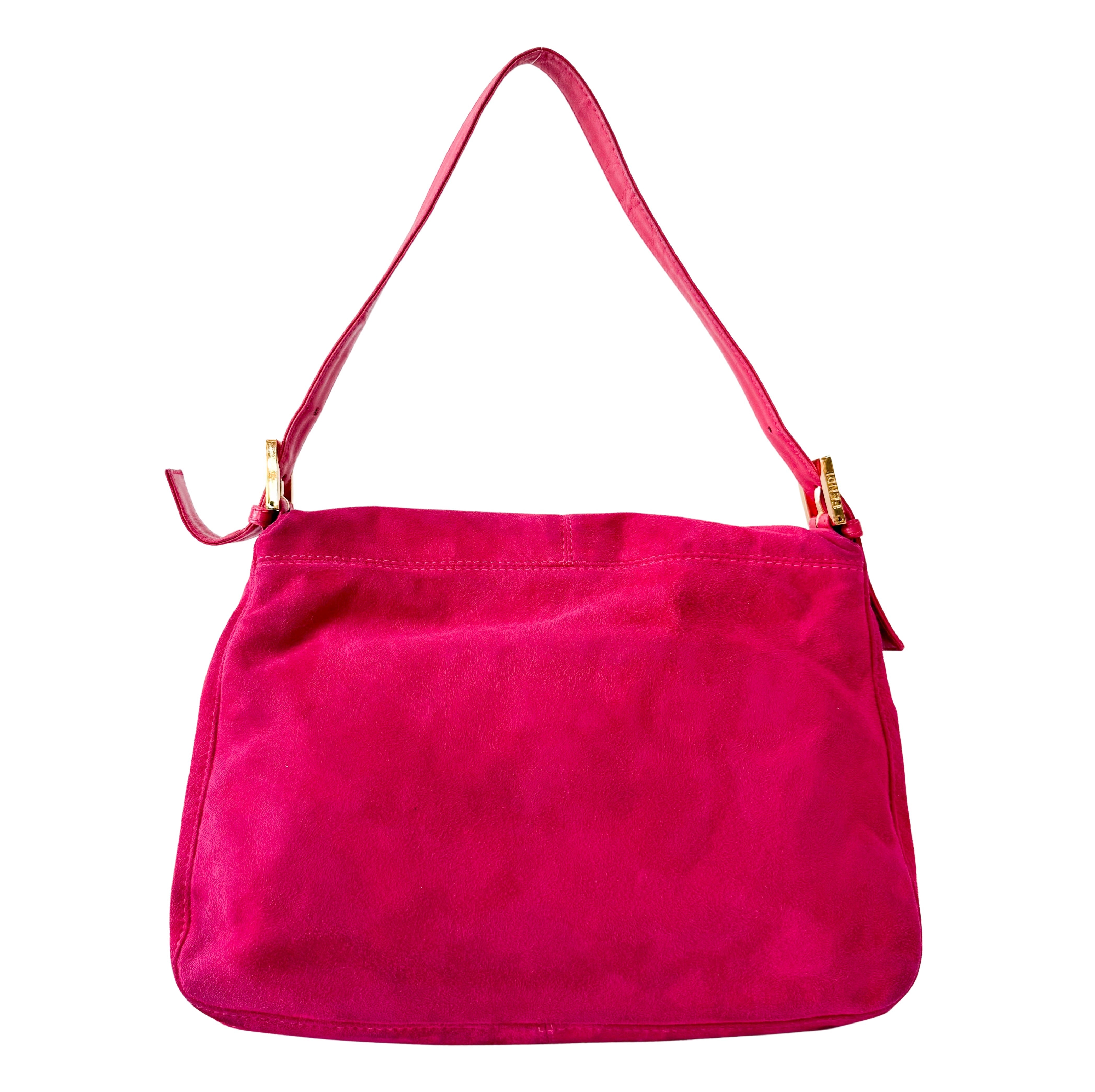 Mamma Baguette Pink Suede Shoulder Bag